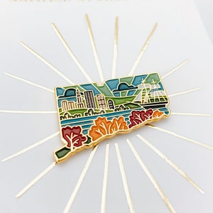 Connecticut Enamel Pin | Connecticut Outline Pin | Illustrated State Pin | Butterfly Clasp | 1&quot;
