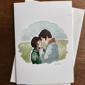 Pride & Prejudice Greeting Card | Jane Austen Watercolor | Blank Stationary | Literary Greeting Card | Elizabeth and Darcy | Individual Card