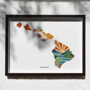 Hawaii Physical Art Print | State Wall Art | 5x7, 8x10, 11x14, 16x20 Archival Art Print | Hawaii Illustrated Poster