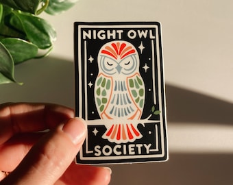 Night Owl Weatherproof, Durable Sticker | Waterproof | Cute Decal | Water Bottle Sticker | Phone decal