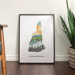 New Hampshire Physical Art Print | State Wall Art | 5x7, 8x10, 11x14, 16x20 Archival Art Print | New Hampshire Illustrated Poster