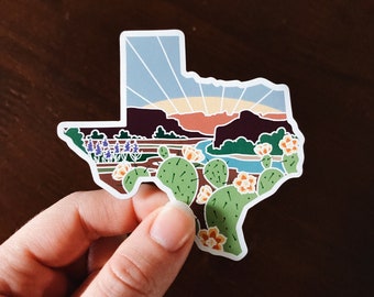 Texas Car Magnet | Illustrated Weatherproof State Magnet | Outdoorsy Magnet | Texas Gift | Car Magnet | Fridge Magnet