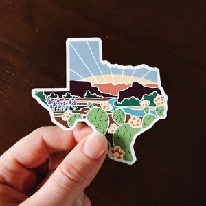 Texas Car Magnet | Illustrated Weatherproof State Magnet | Outdoorsy Magnet | Texas Gift | Car Magnet | Fridge Magnet