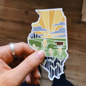 Illinois Durable Sticker | High Quality Bumper Sticker | United States Vinyl Decal | Weatherproof Sticker | Water Bottle Sticker | 4&quot;