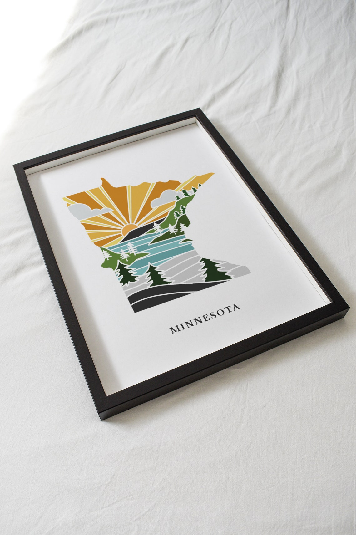 Minnesota Art Print State Wall Art 5x7 8x10 11x14 16x20 - Etsy