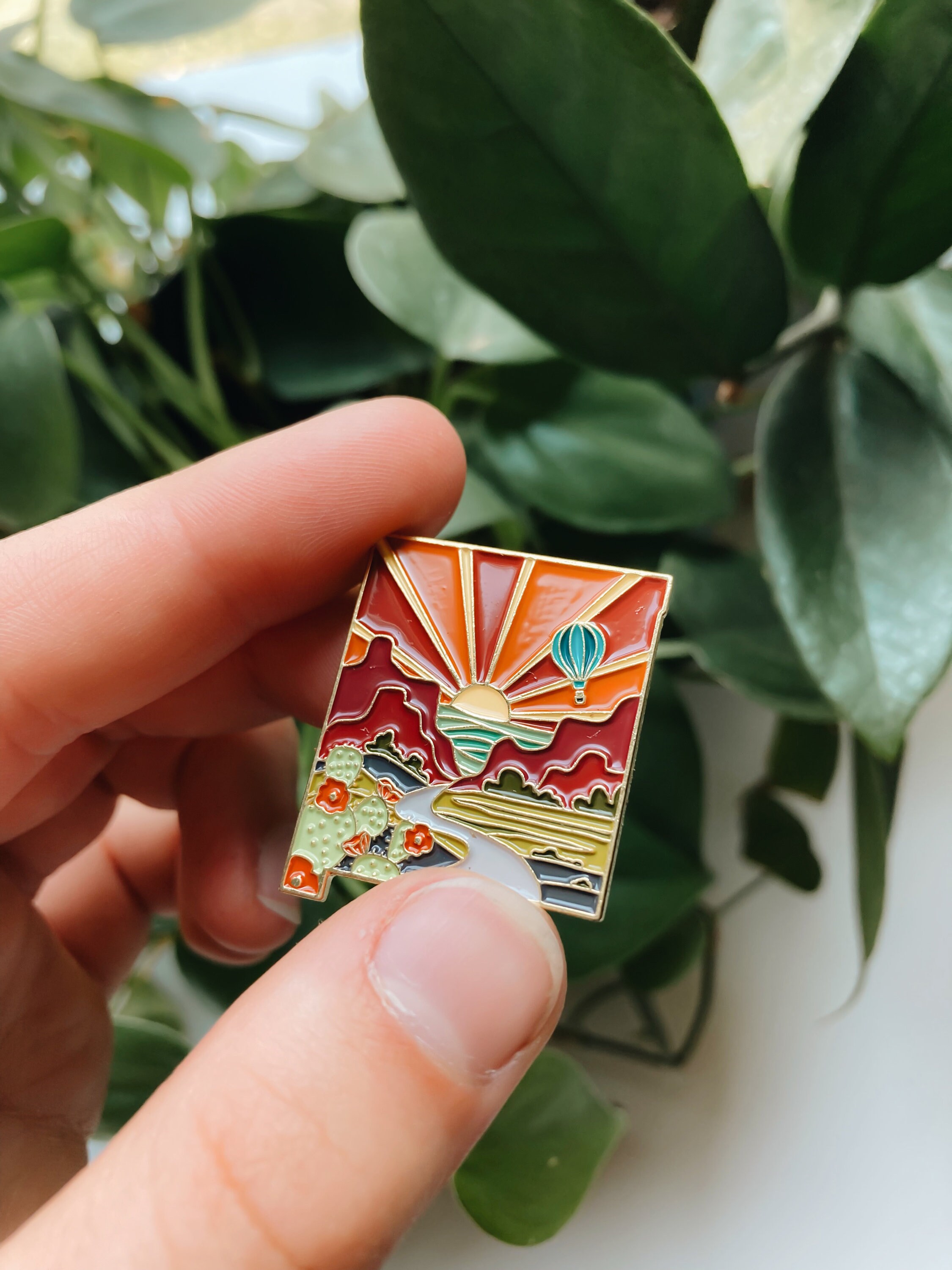 New Mexico Enamel Pin | Gold Soft Enamel Pin | Illustrated United State Pin | Butterfly Clasp | 1.25&quot;