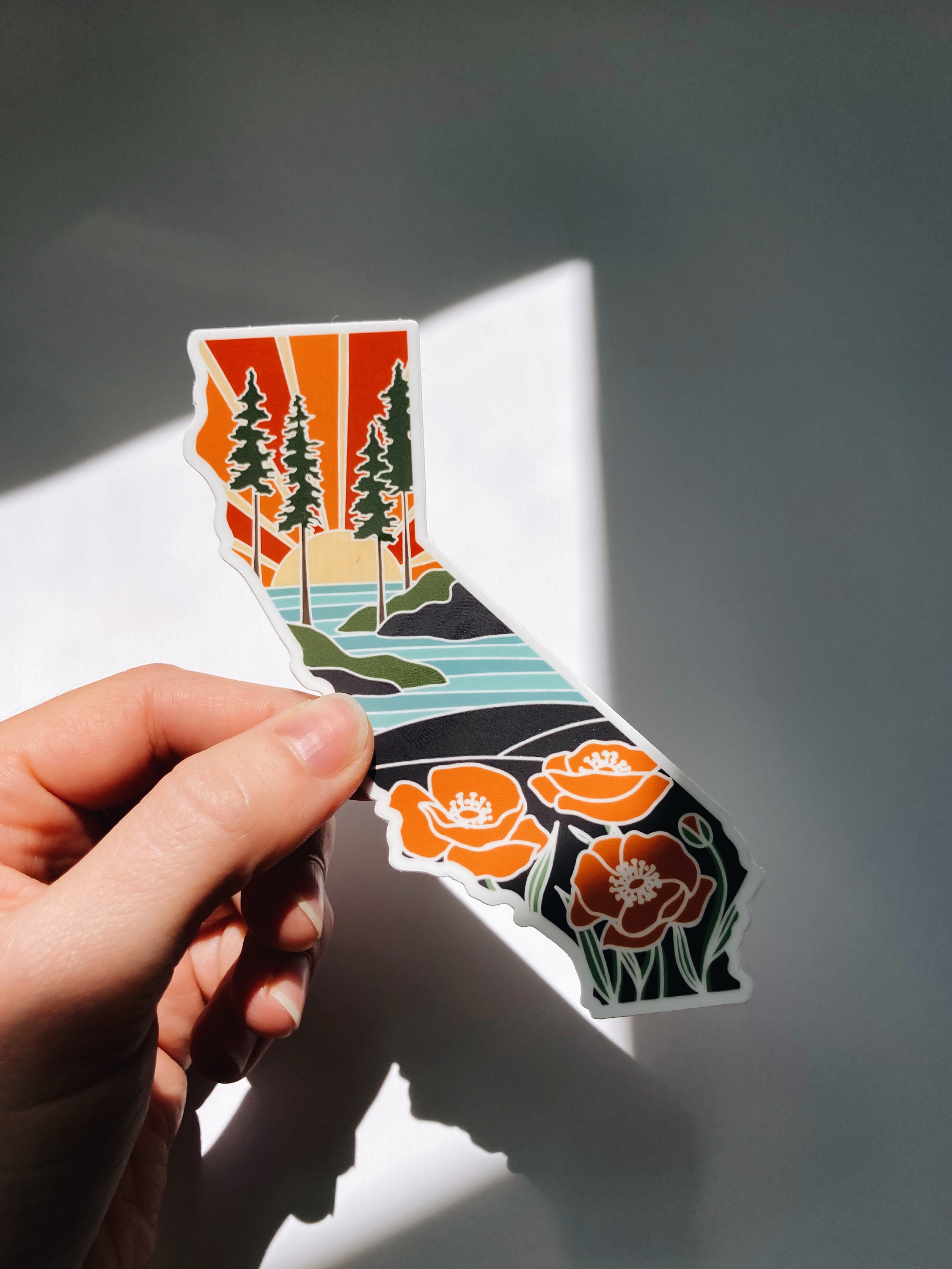 California Poppy Durable Sticker | High Quality Bumper Sticker | United States Vinyl Decal | Weatherproof Sticker | 3&quot;