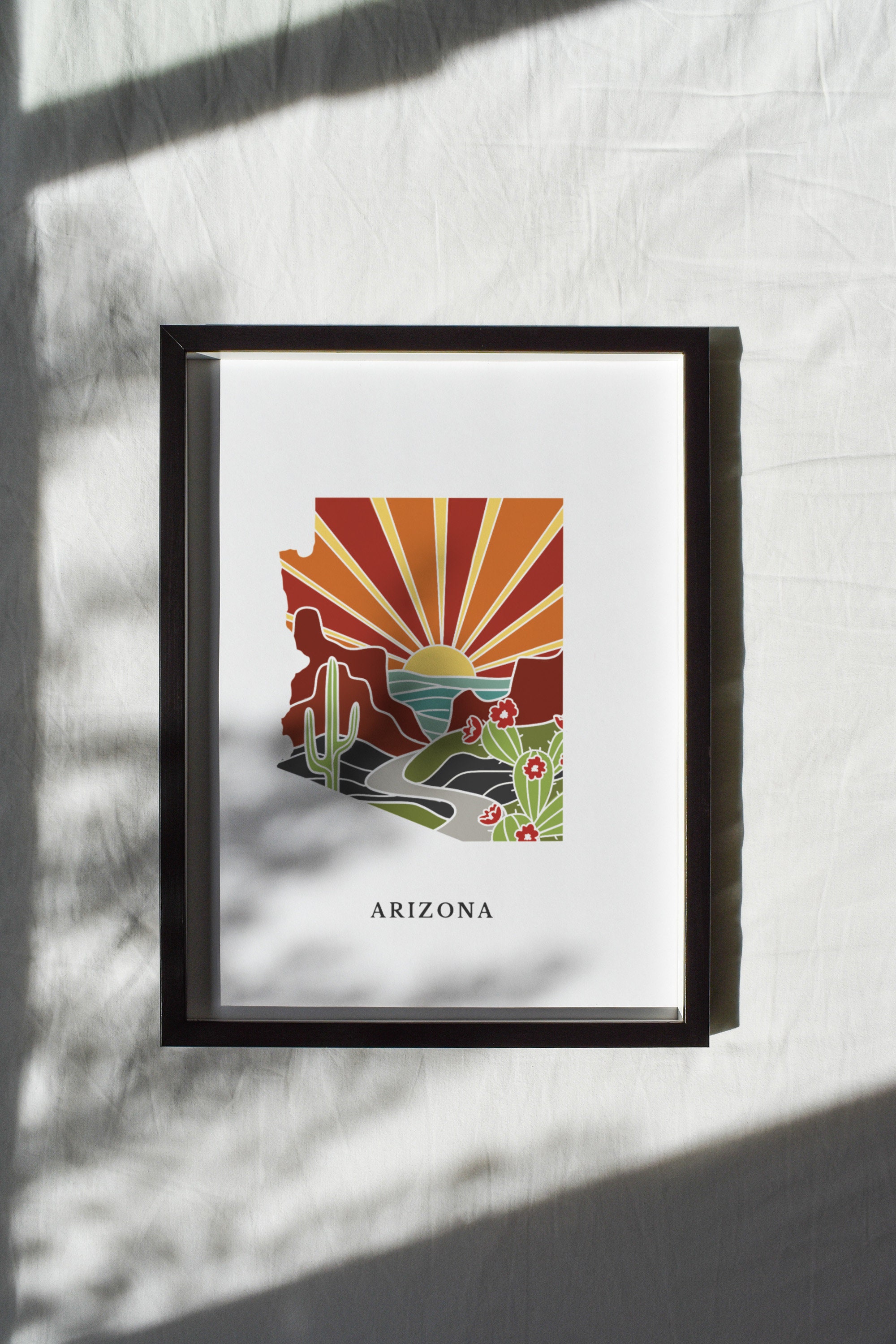 Arizona Art Print | State Wall Art | 5x7, 8x10, 11x14, 16x20 Archival Art Print | AZ Outline Poster | Arizona Illustration