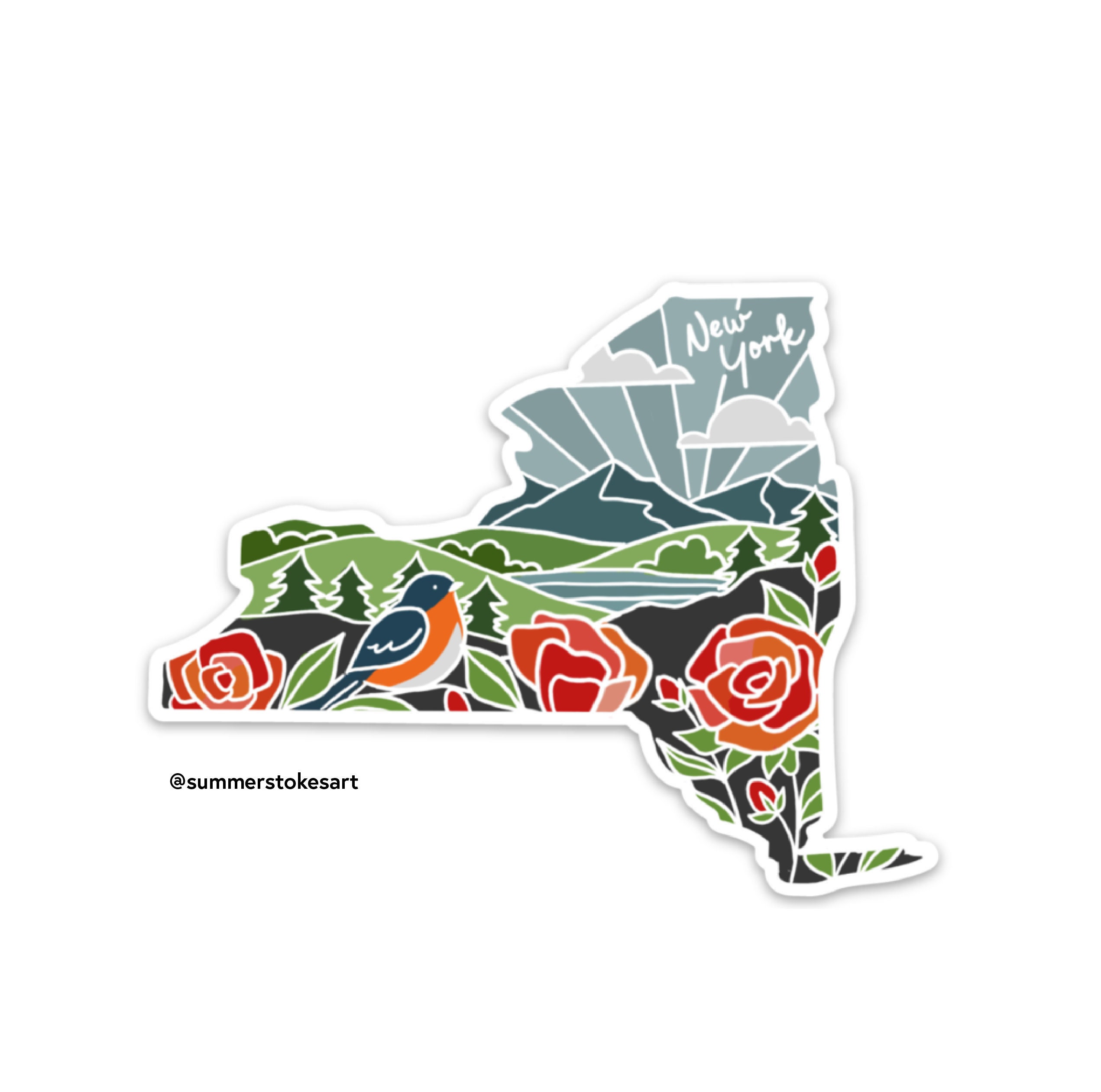 New York Rose Durable Sticker | High Quality Bumper Sticker | United States Vinyl Decal | Weatherproof Sticker | Water Bottle Sticker | 4&quot;