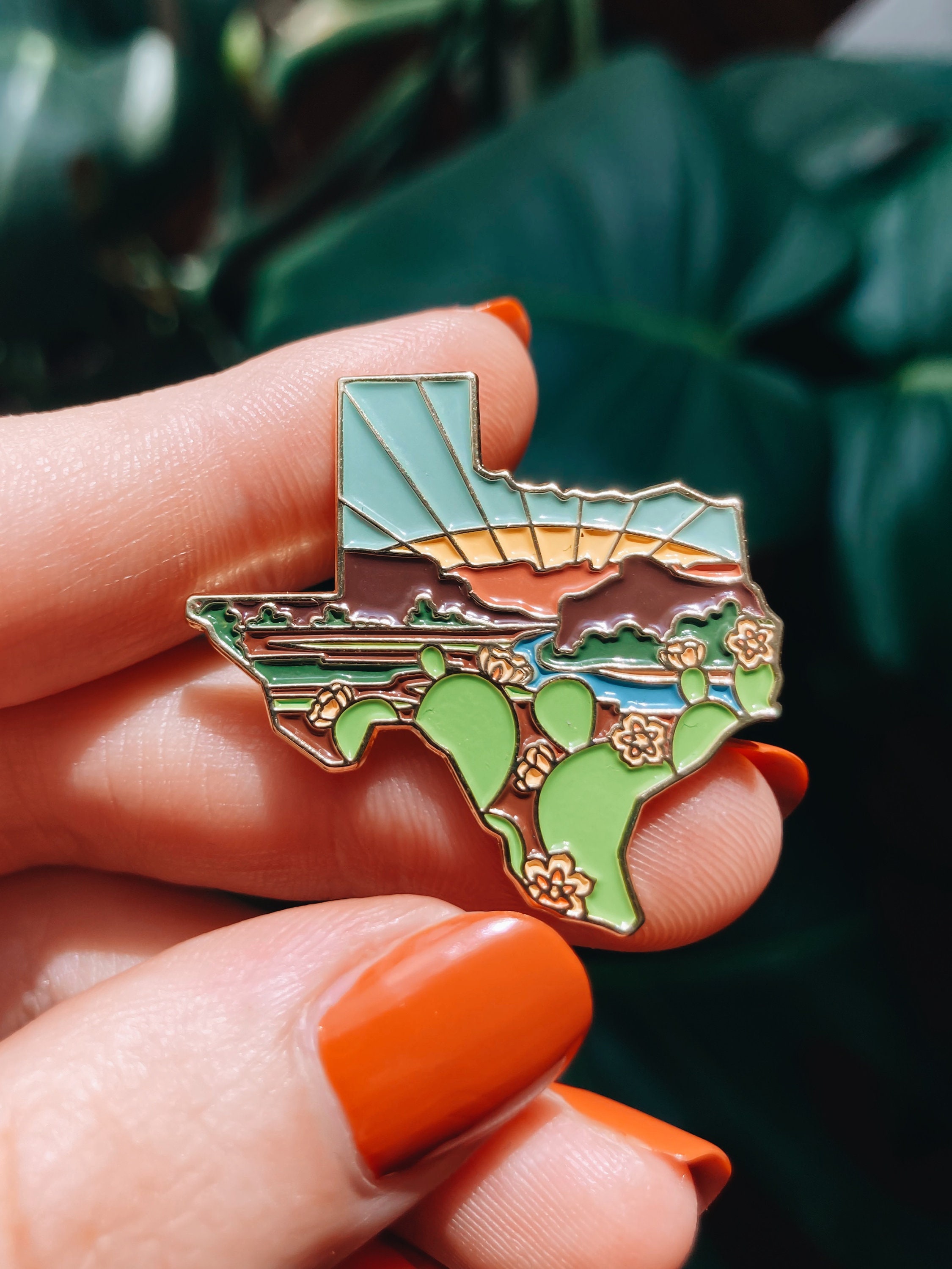 Texas Enamel Pin | Gold Soft Enamel Pin | Illustrated United State Pin | Butterfly Clasp | 1.25&quot;