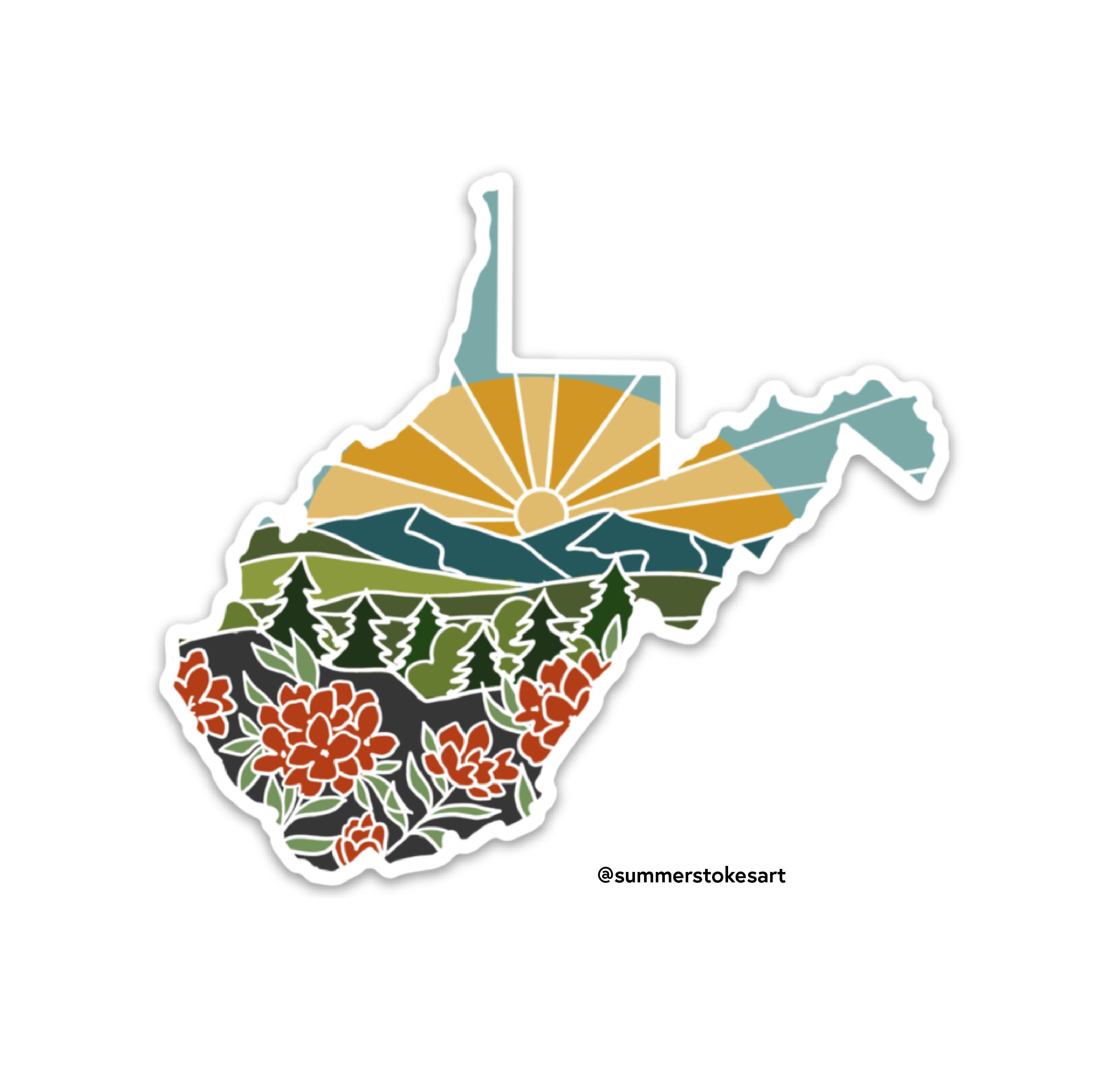West Virginia Durable Sticker | High Quality Bumper Sticker | United States Vinyl Decal | Weatherproof Sticker | Water Bottle Sticker | 4&quot;