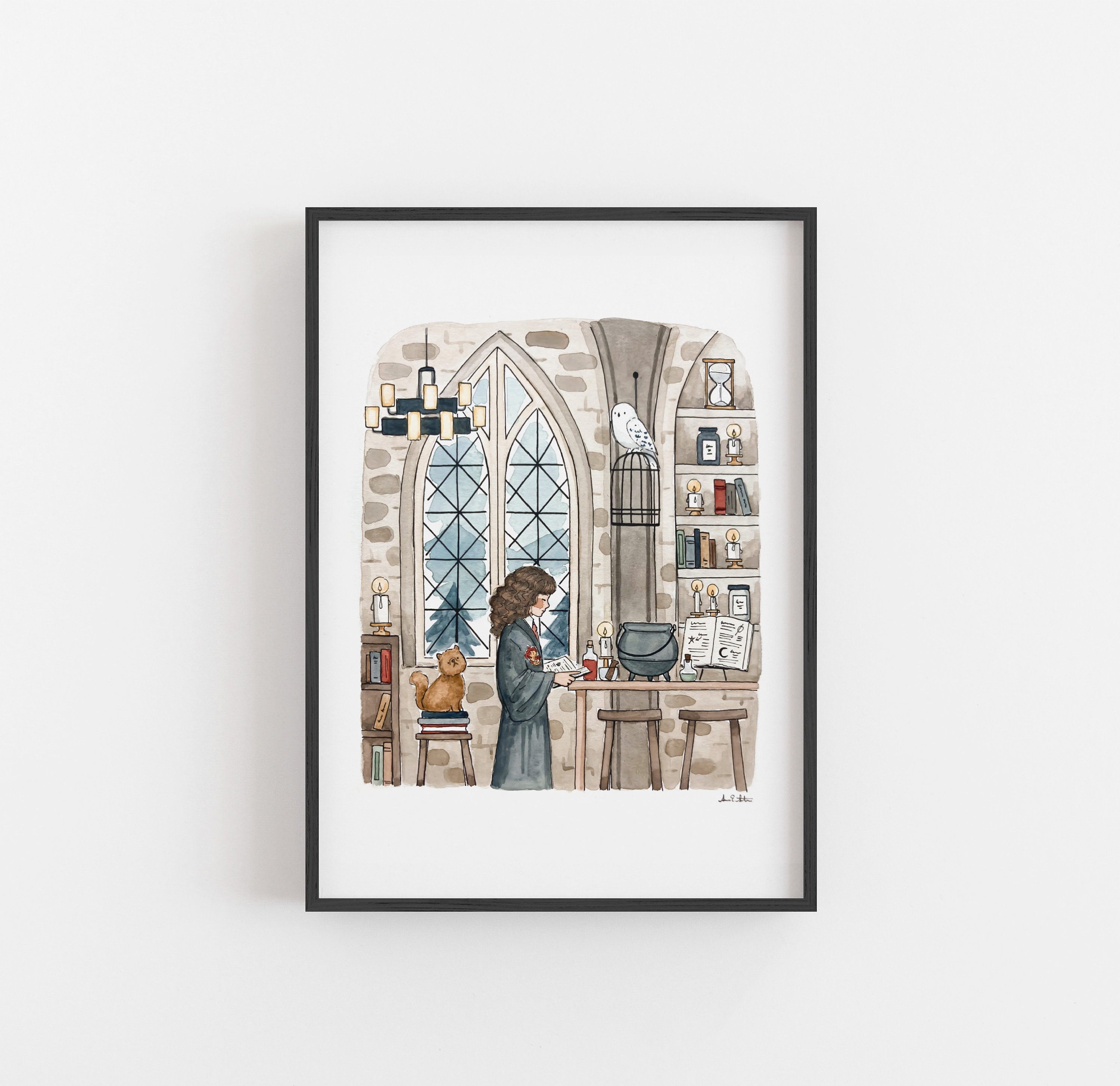 Wizard Print | Watercolor Illustration | Wall Art | 8x10&quot; 5x7&quot; Archival Art Print | Book Lover Gift