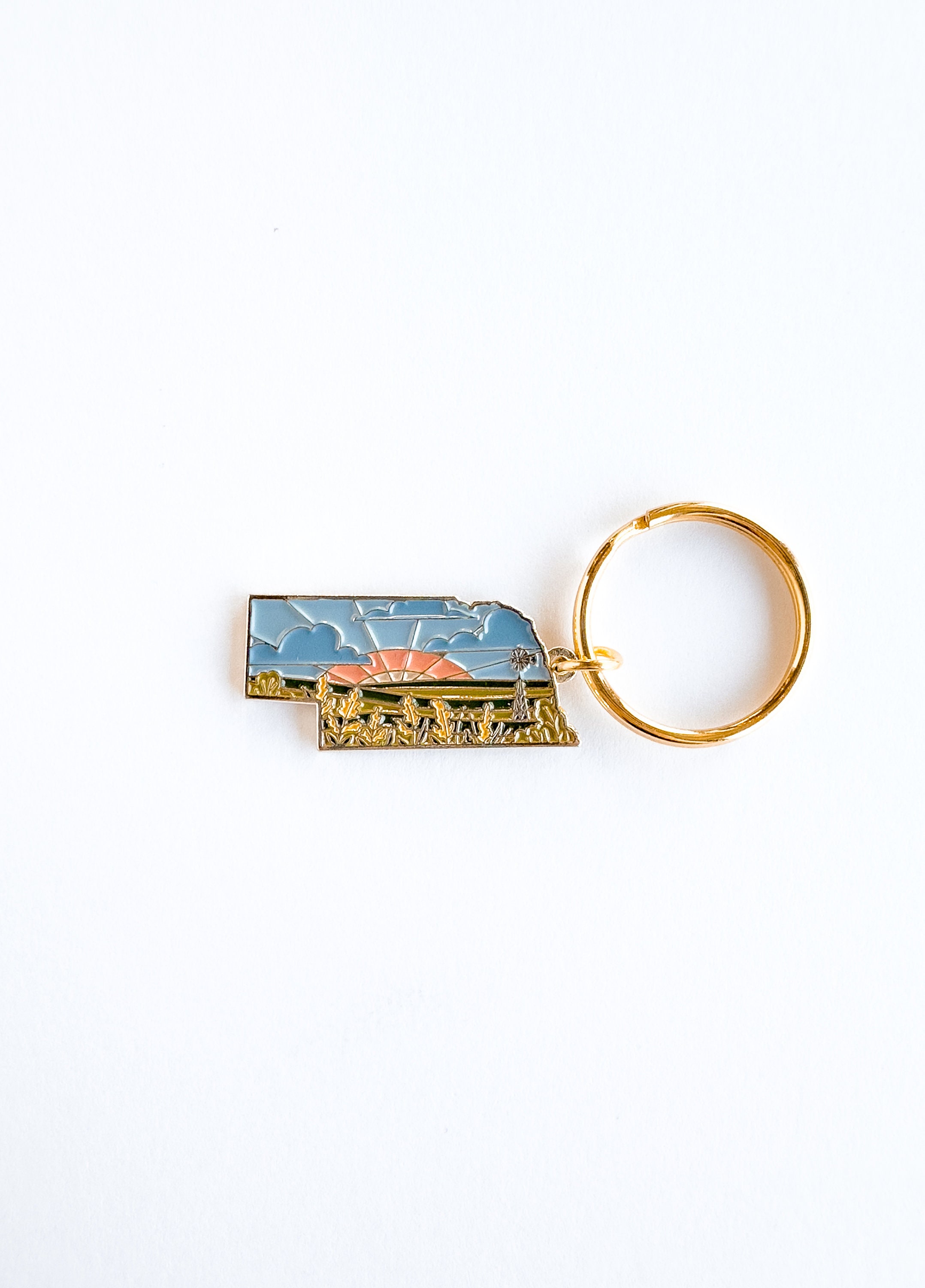 Nebraska Soft Enamel Keychain | Nebraska Outline Key Ring | Illustrated State Keychain 1.5&quot;