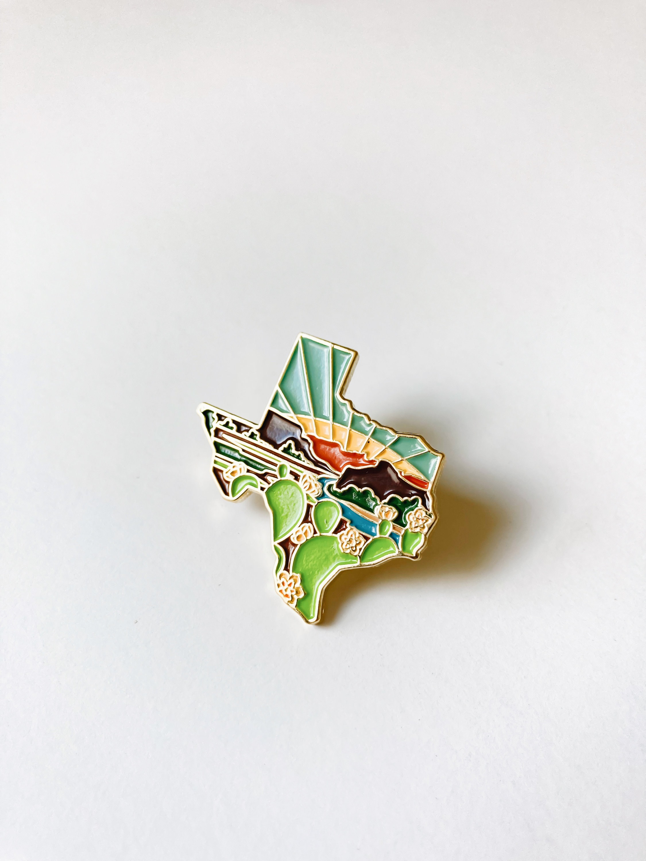 Texas Enamel Pin | Gold Soft Enamel Pin | Illustrated United State Pin | Butterfly Clasp | 1.25&quot;