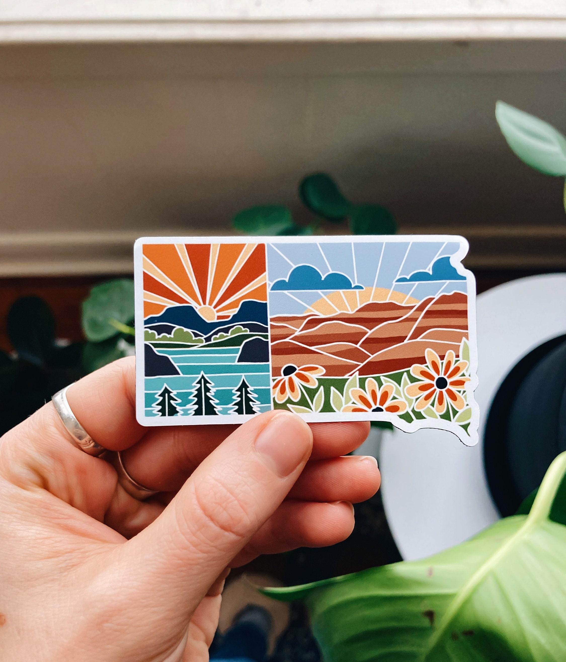 South Dakota Car Magnet | Weatherproof State Magnet | Outdoorsy Magnet | Locker Magnet | Fridge Magnet | Lightweight Magnet | 3&quot;