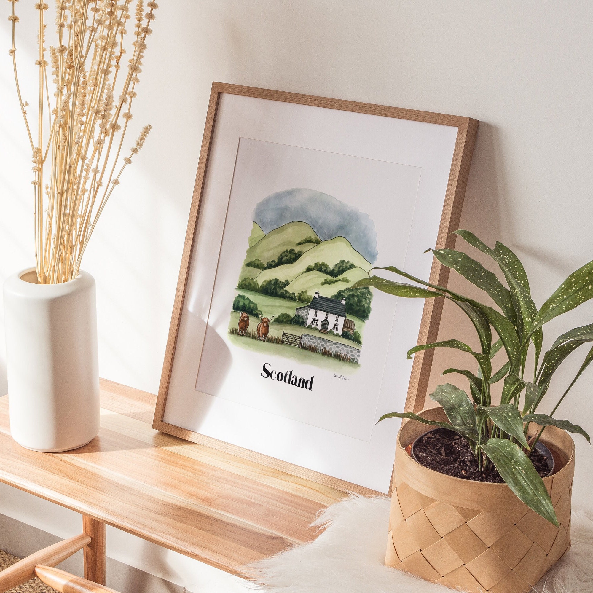 Scotland Print | Watercolor Illustration | Wall Art | 8x10&quot; 5x7&quot; Archival Art Print