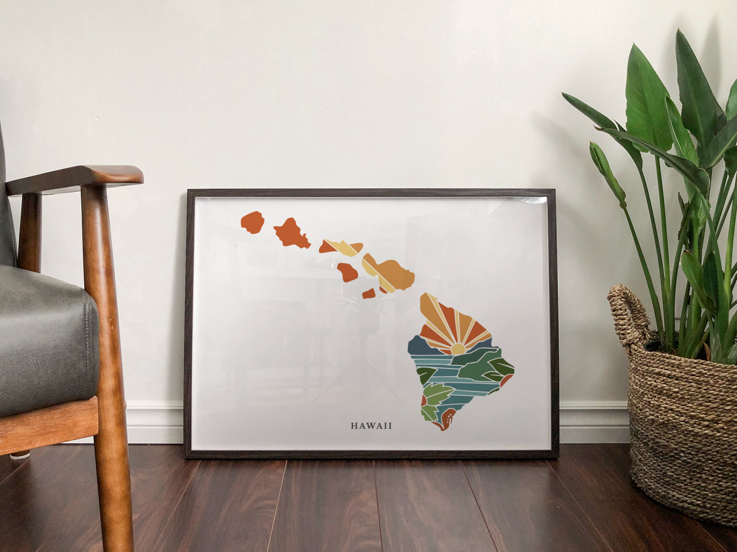 Hawaii Physical Art Print | State Wall Art | 5x7, 8x10, 11x14, 16x20 Archival Art Print | Hawaii Illustrated Poster