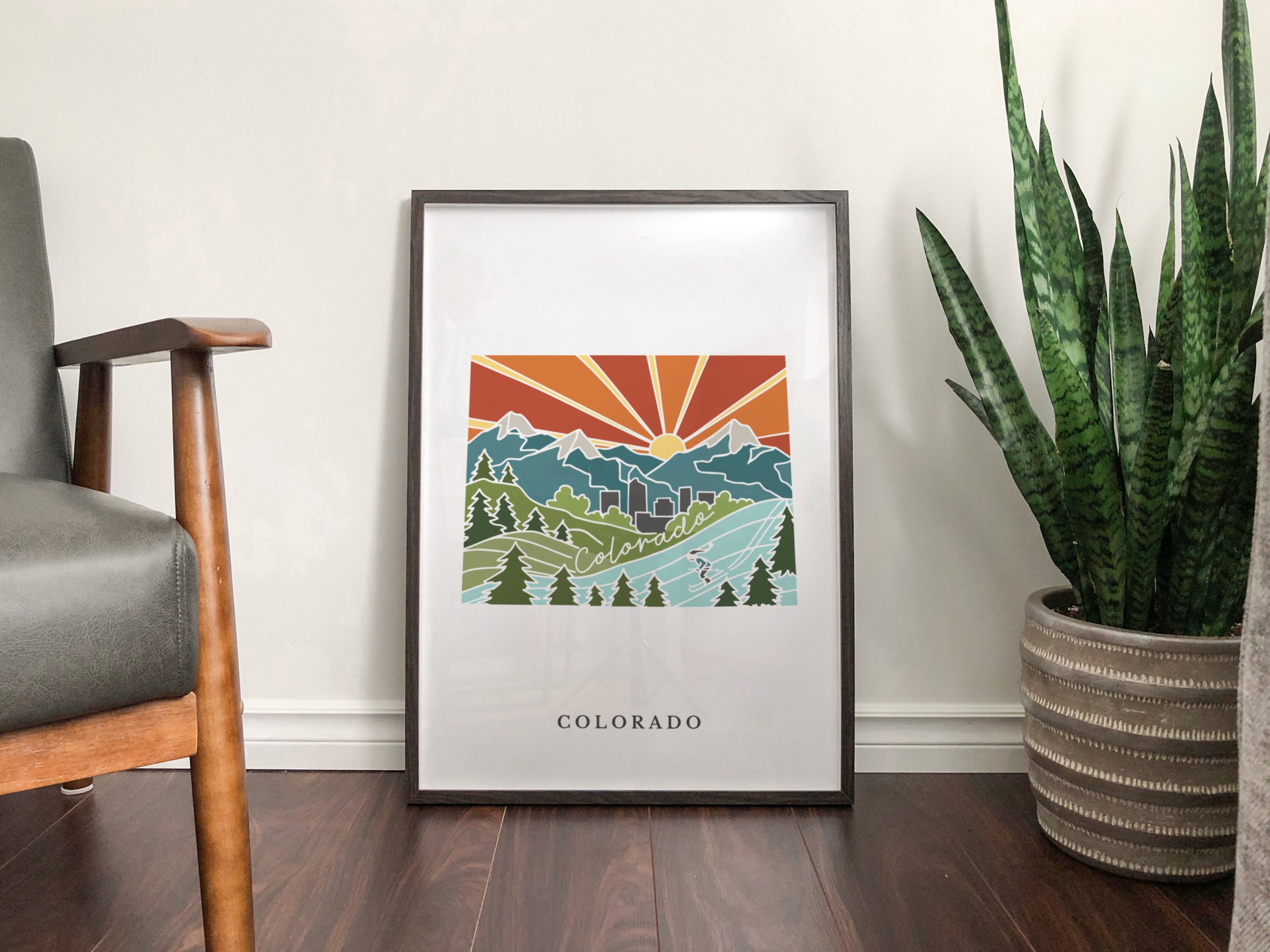 Colorado Physical Art Print | State Wall Art | 5x7, 8x10, 11x14, 16x20 Archival Art Print | Colorado Illustrated Poster