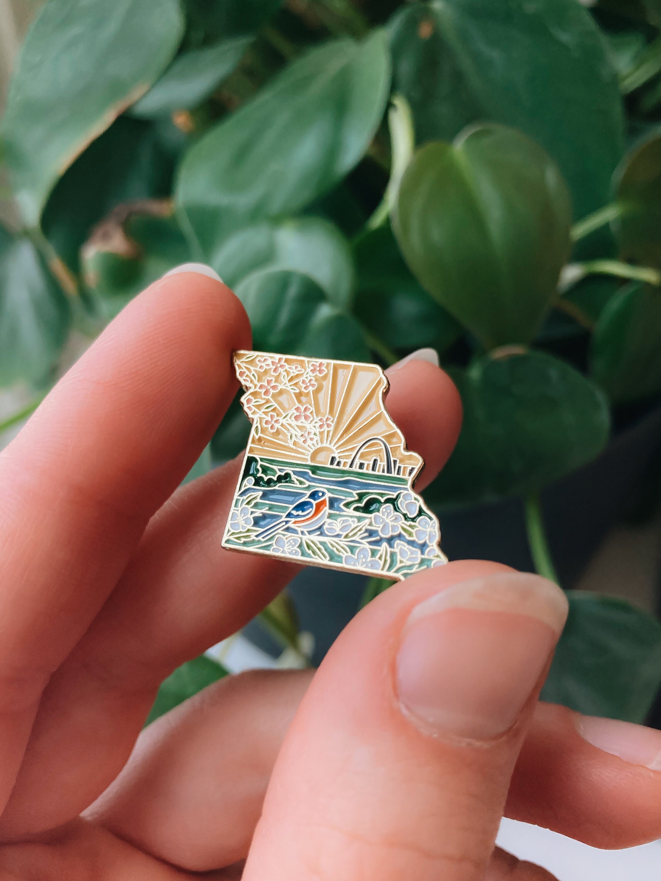 Missouri Enamel Pin | Gold Soft Enamel Pin | Illustrated United States Pin | Butterfly Clasp | 1.25&quot;
