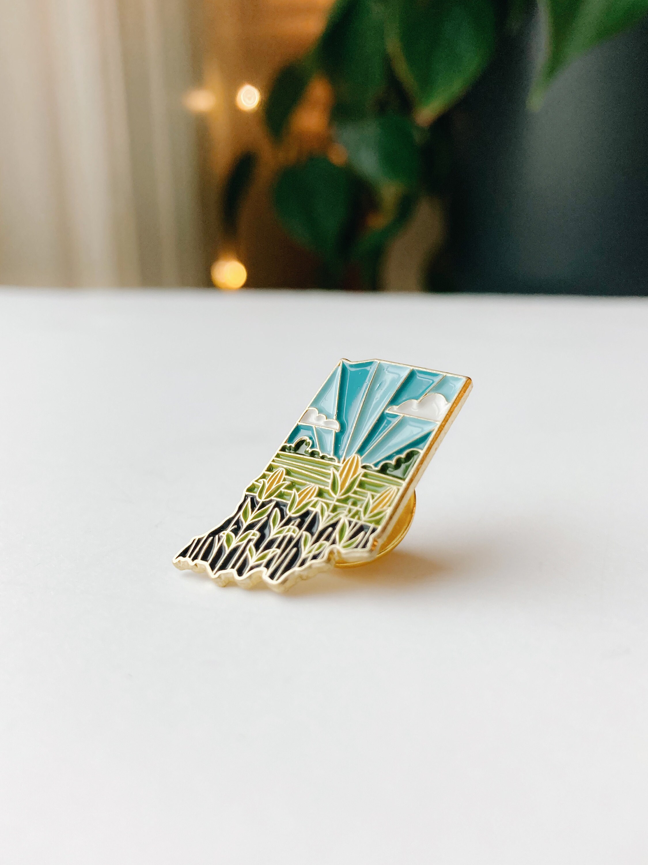 Indiana Enamel Pin | Gold Soft Enamel Pin | Illustrated United States Pin | Butterfly Clasp | 1.25&quot;
