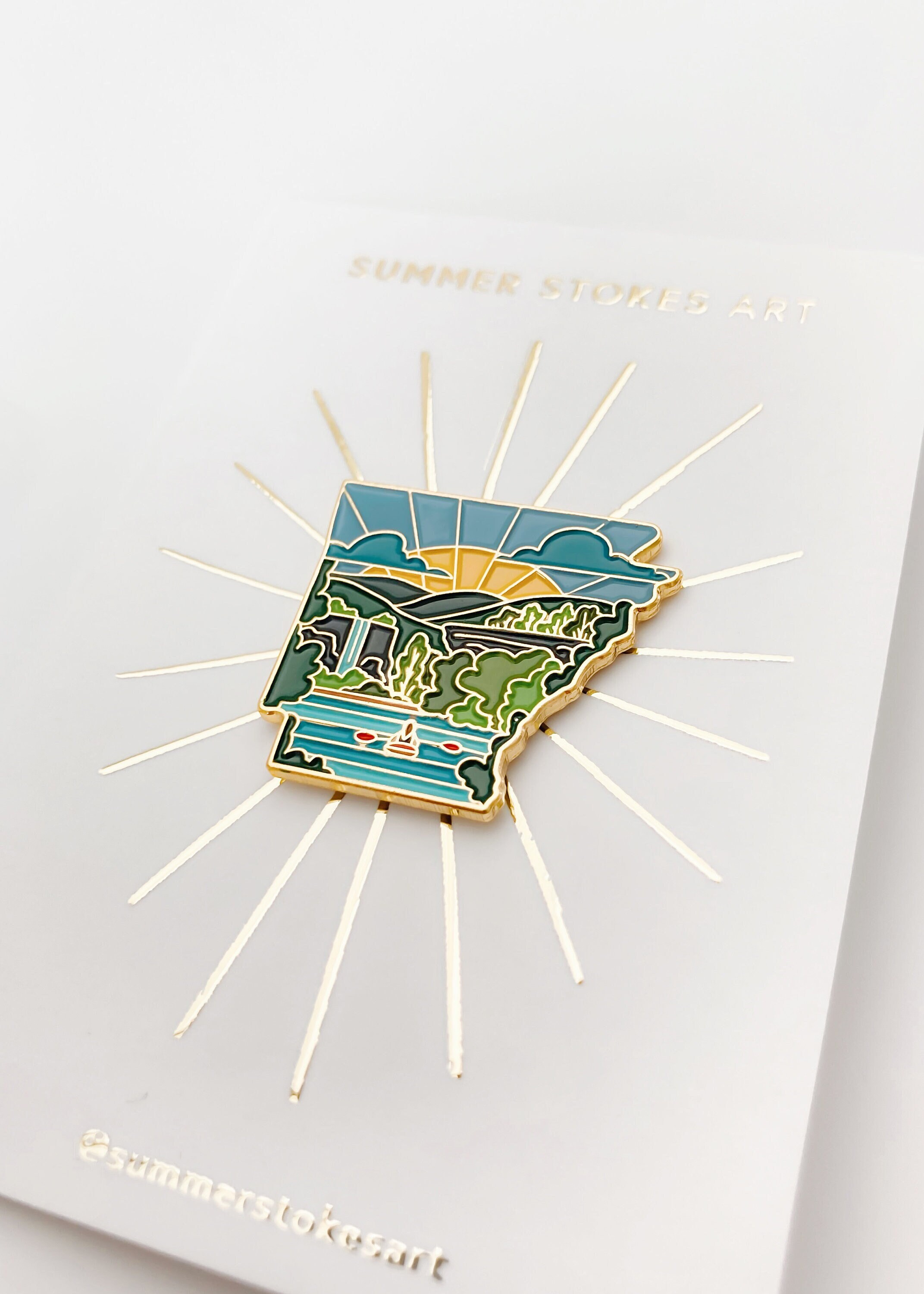 Arkansas Enamel Pin | Arkansas Outline Pin | Illustrated State Pin | Butterfly Clasp | 1&quot;