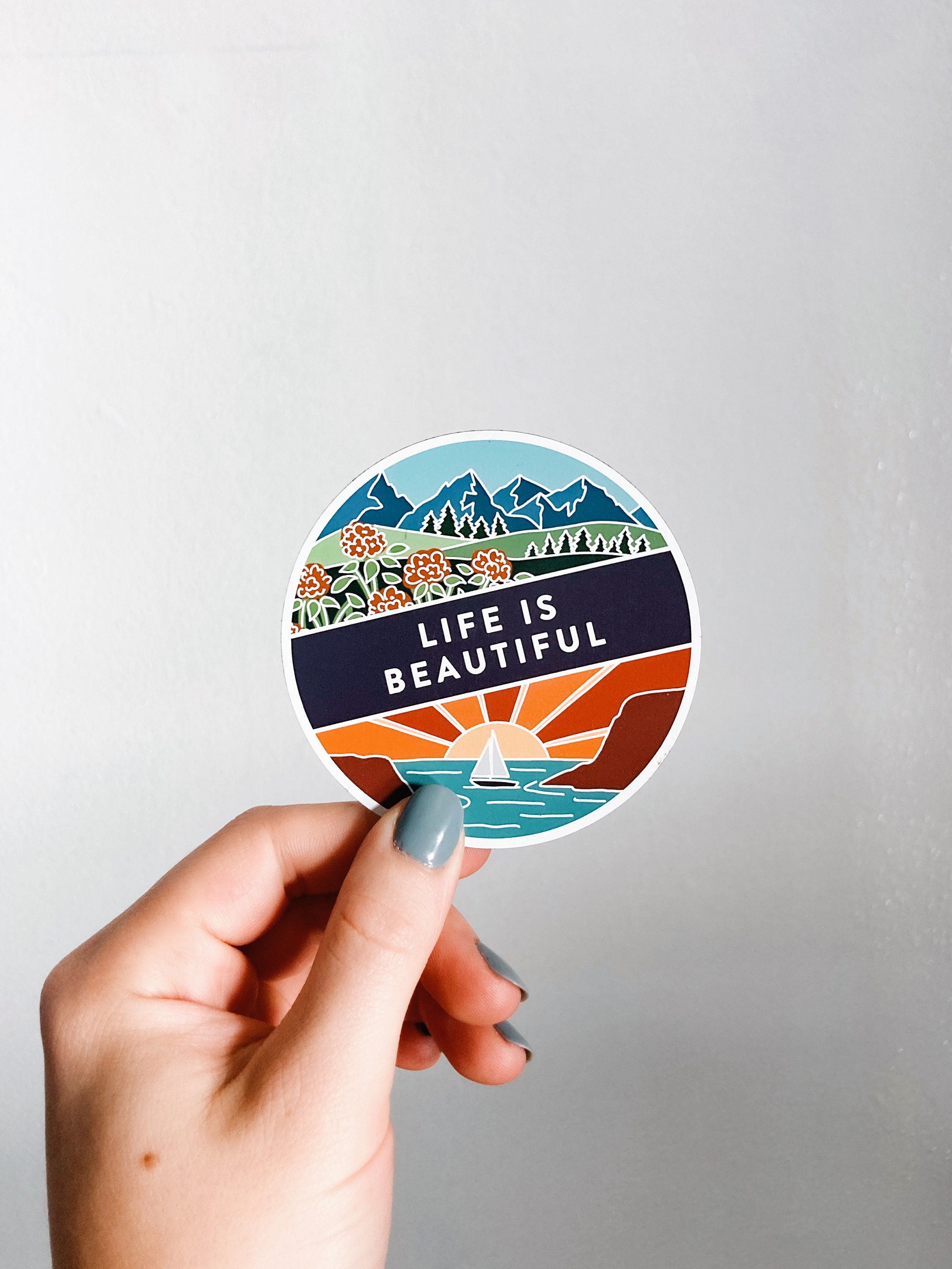 Life Is Beautiful Car Magnet | Outdoorsy Car Magnet | Locker Magnet | Fridge Magnet | Lightweight Magnet | Travel Magnet | 3&quot;