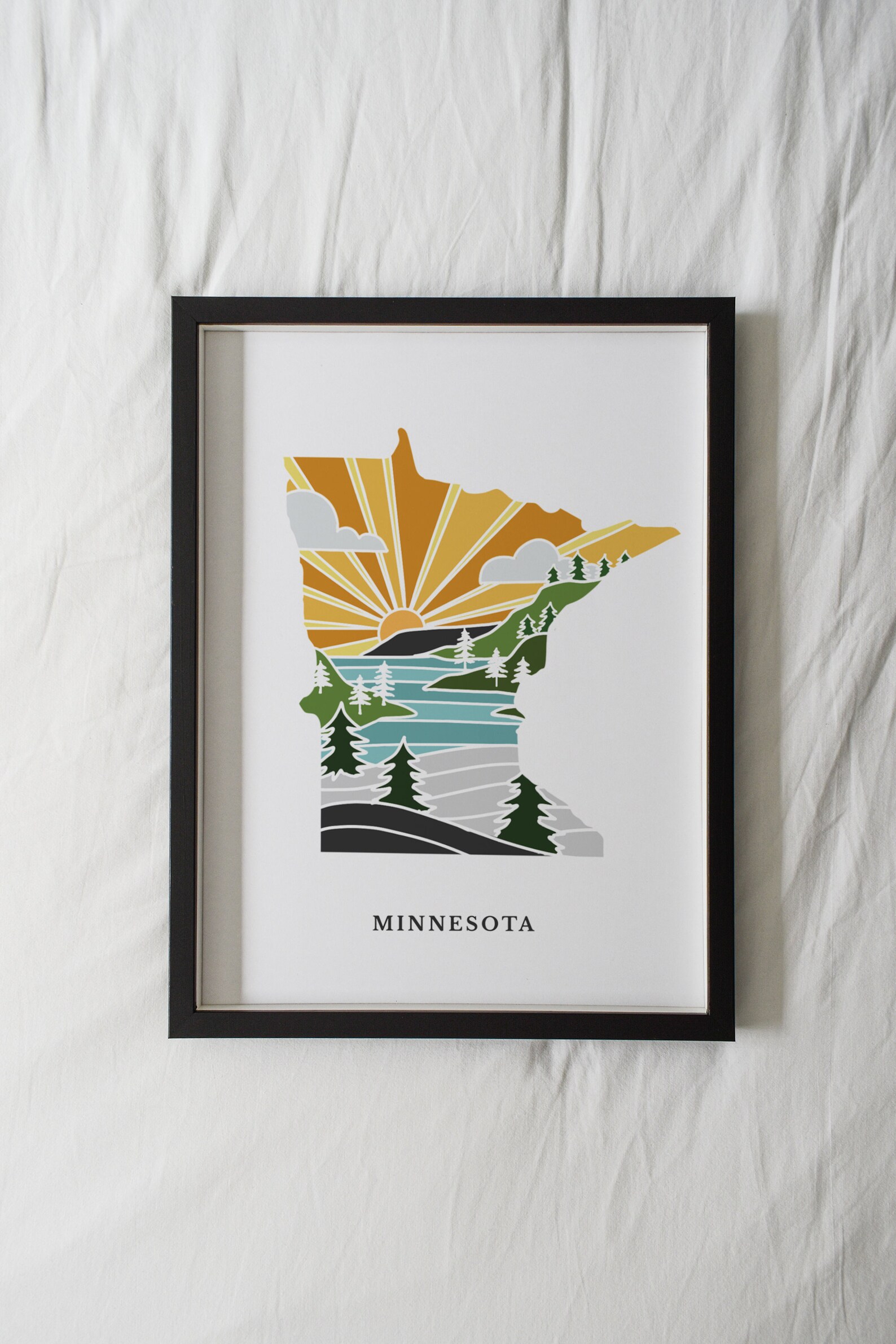 Minnesota Art Print State Wall Art 5x7 8x10 11x14 16x20 Etsy