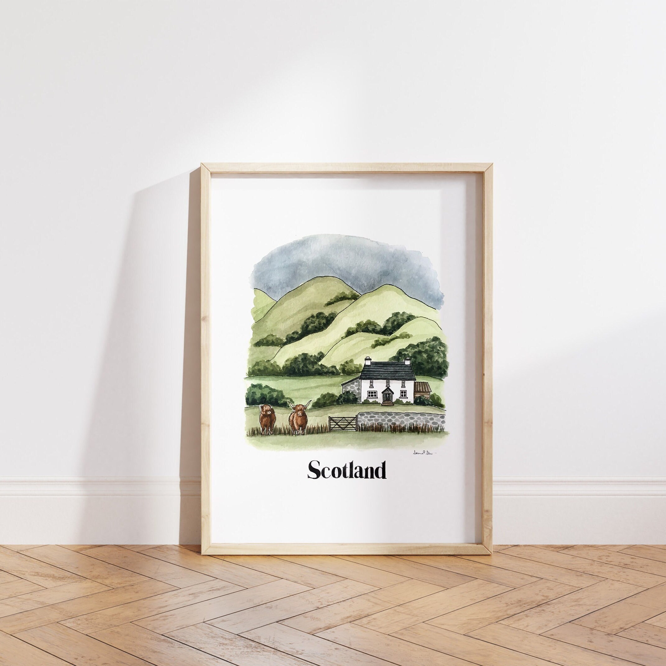 Scotland Print | Watercolor Illustration | Wall Art | 8x10&quot; 5x7&quot; Archival Art Print