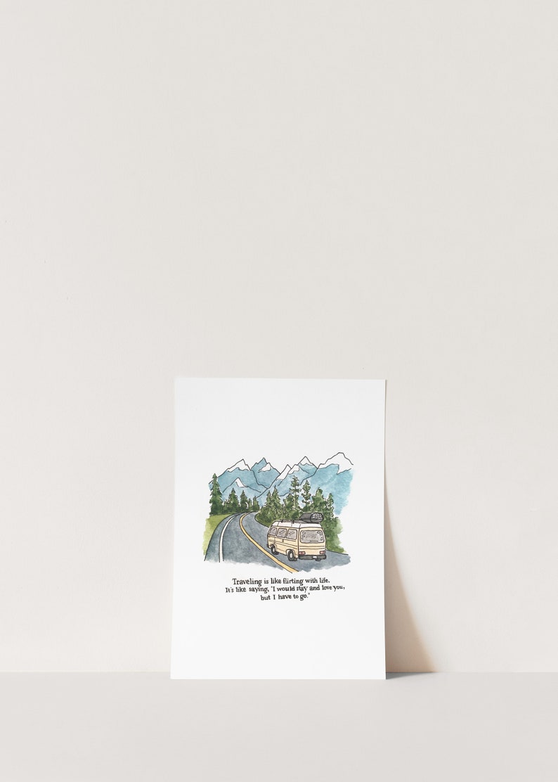 Travel Van Print Watercolor Illustration Art Print Travel Gift Wanderlust Van Travel Painting image 5