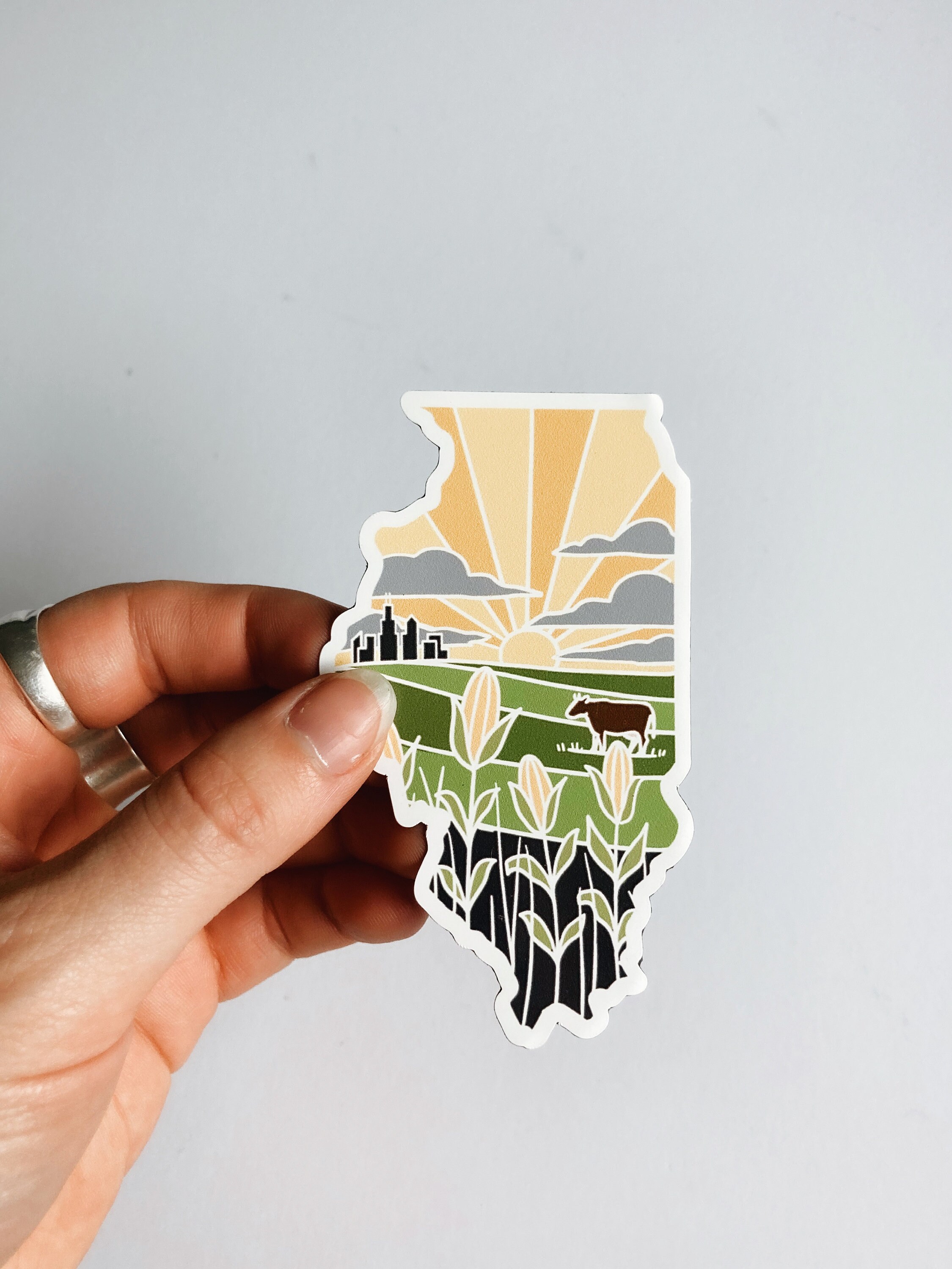 Illinois Car Magnet | Weatherproof State Magnet | Outdoorsy Magnet | Locker Magnet | Fridge Magnet | Weatherproof Magnet | 3&quot; and 3.5&quot;