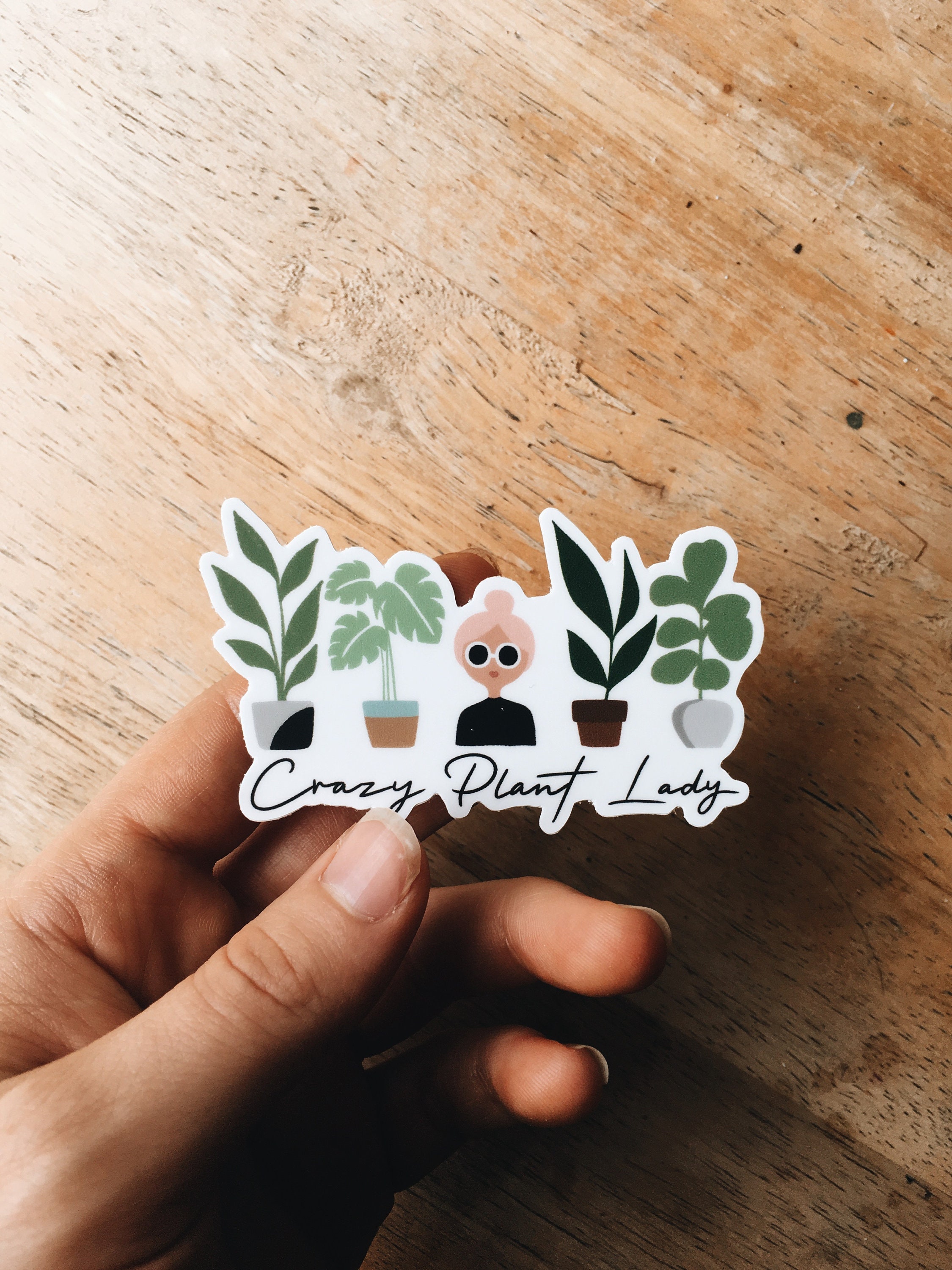 Crazy Plant Lady Durable Sticker | With or Without Text | Plant Lover Decal | Vinyl Weatherproof Decal | Water Bottle Sticker | 3&quot;