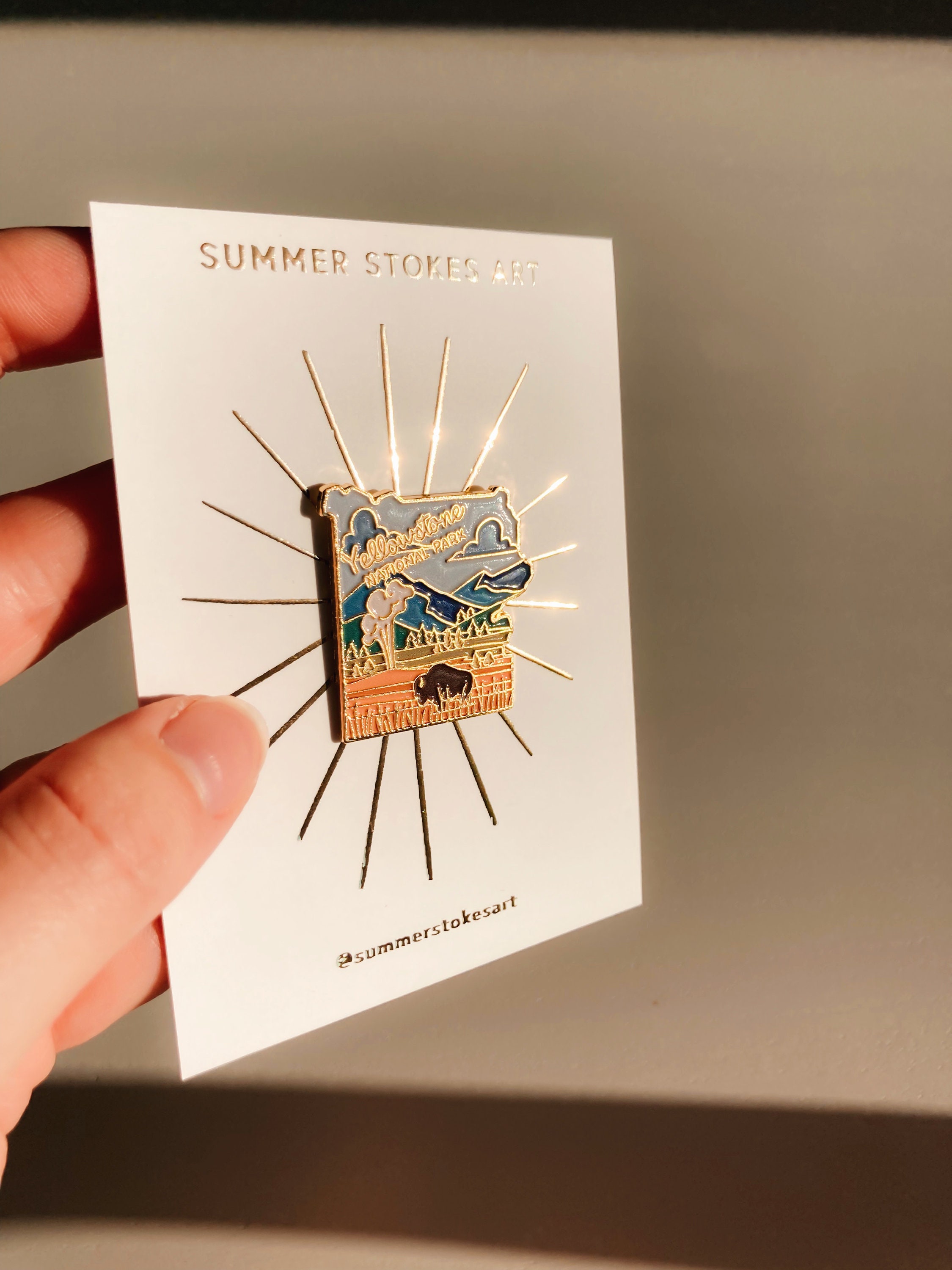 Yellowstone National Park Enamel Pin | Illustrated Pin | Butterfly Clasp | 1&quot;