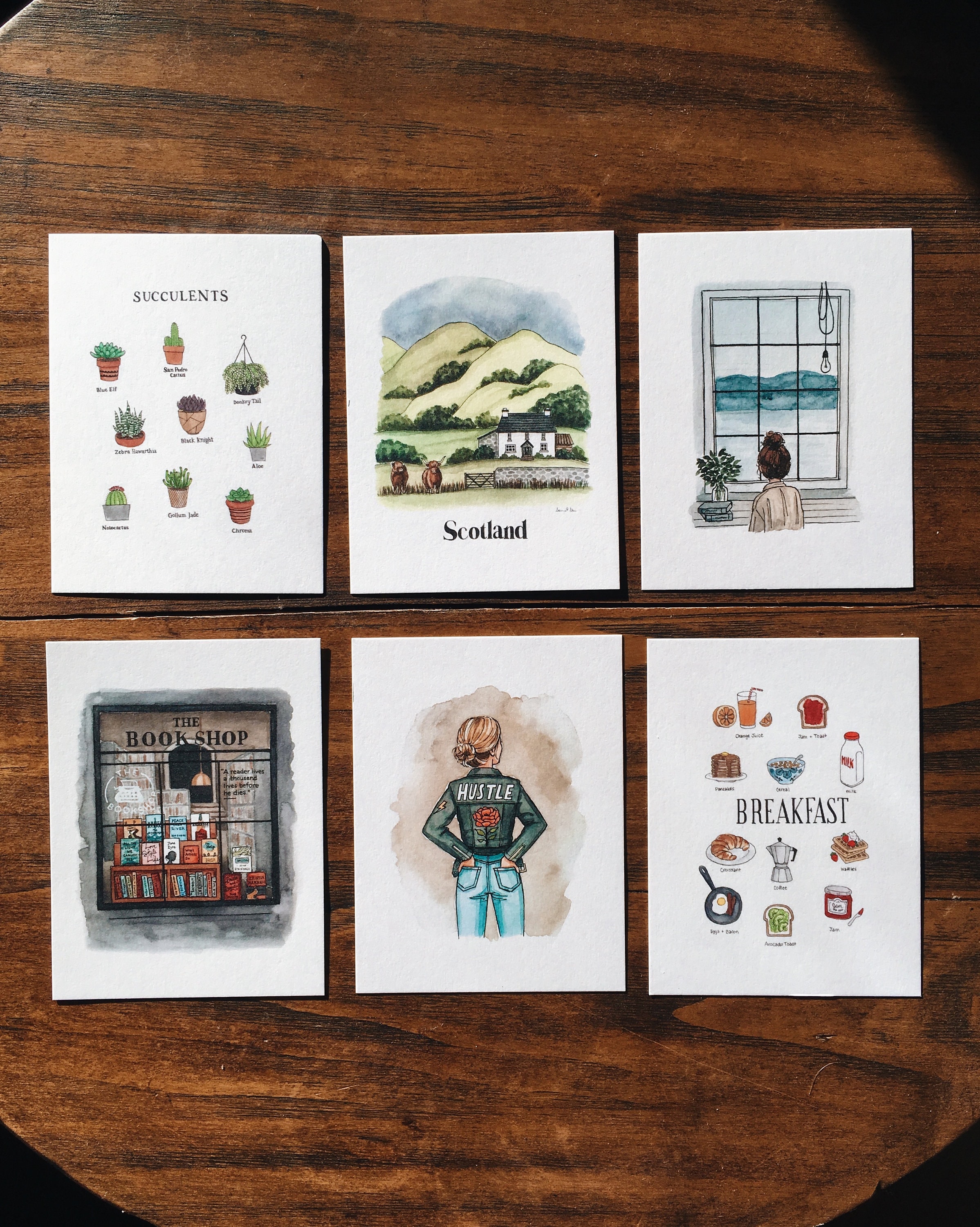 Illustrated Postcard Variety Set | Set of 6 | Mix & Match | Watercolor Postcards | Mini Art Prints | Illustrated Stationary