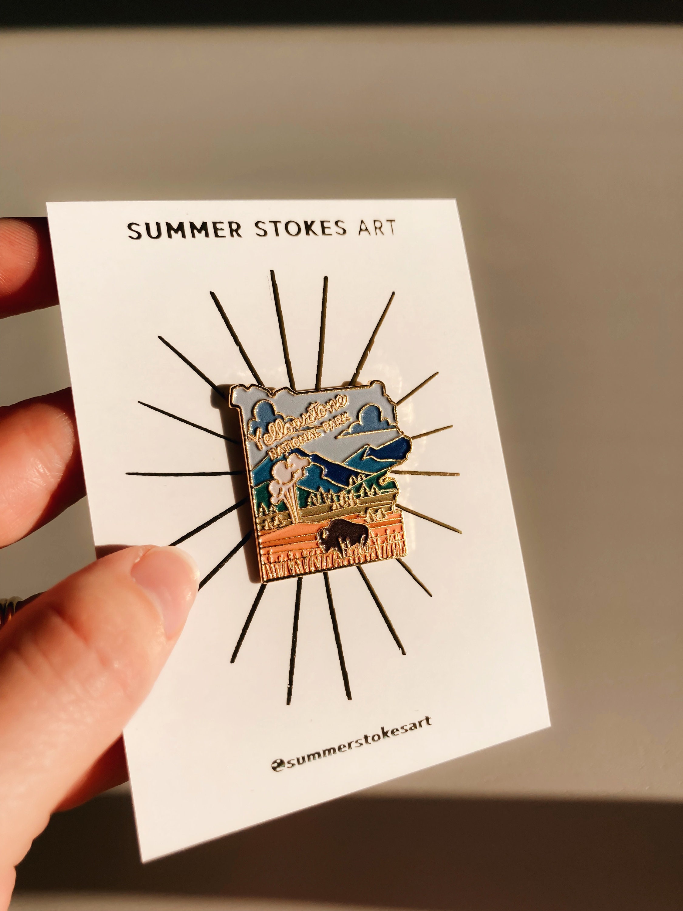 Yellowstone National Park Enamel Pin | Illustrated Pin | Butterfly Clasp | 1&quot;