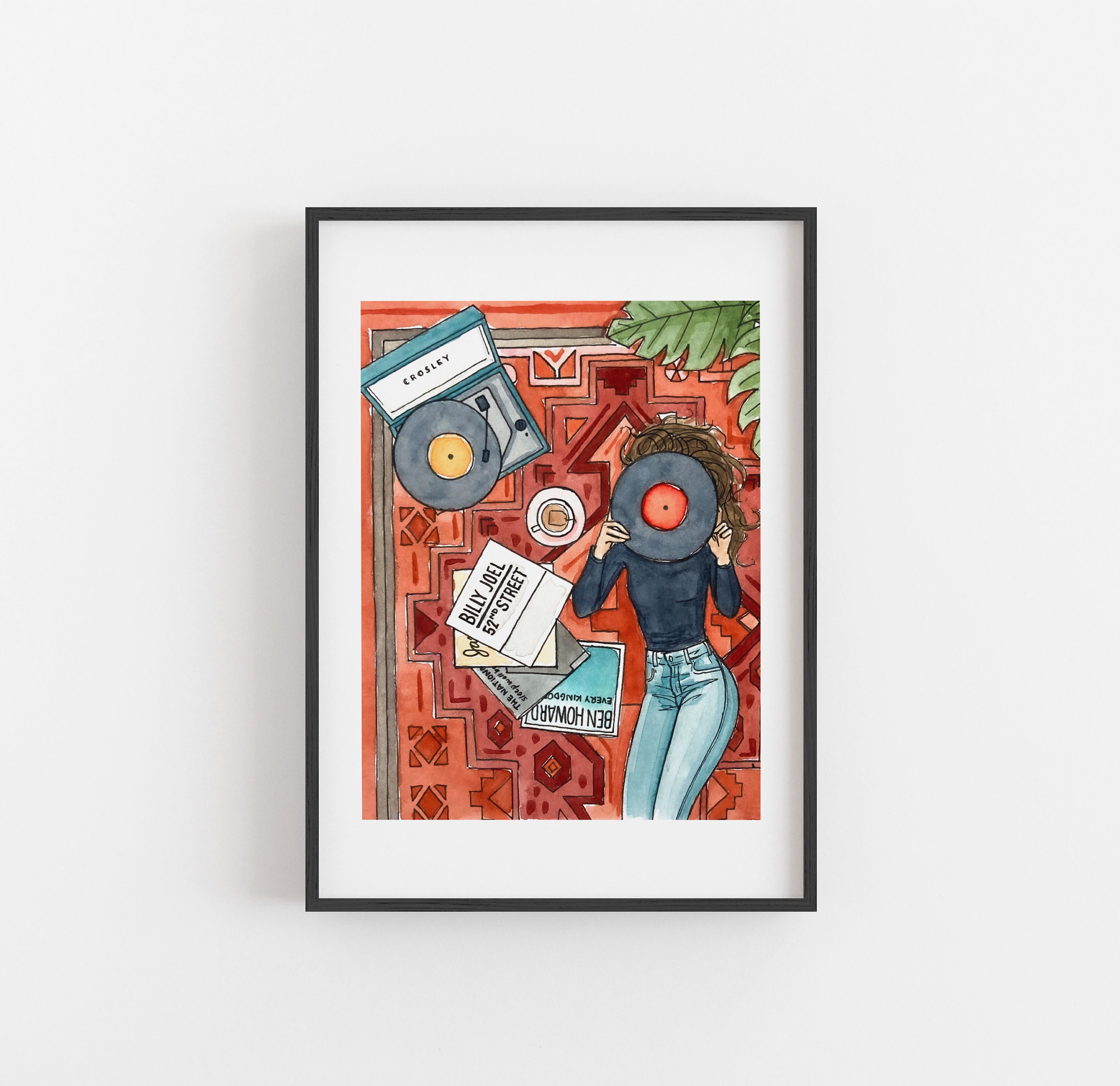 Record Print | Watercolor Illustration | Wall Art | 8x10&quot; 5x7&quot; Archival Art Print | Music Lover Gift