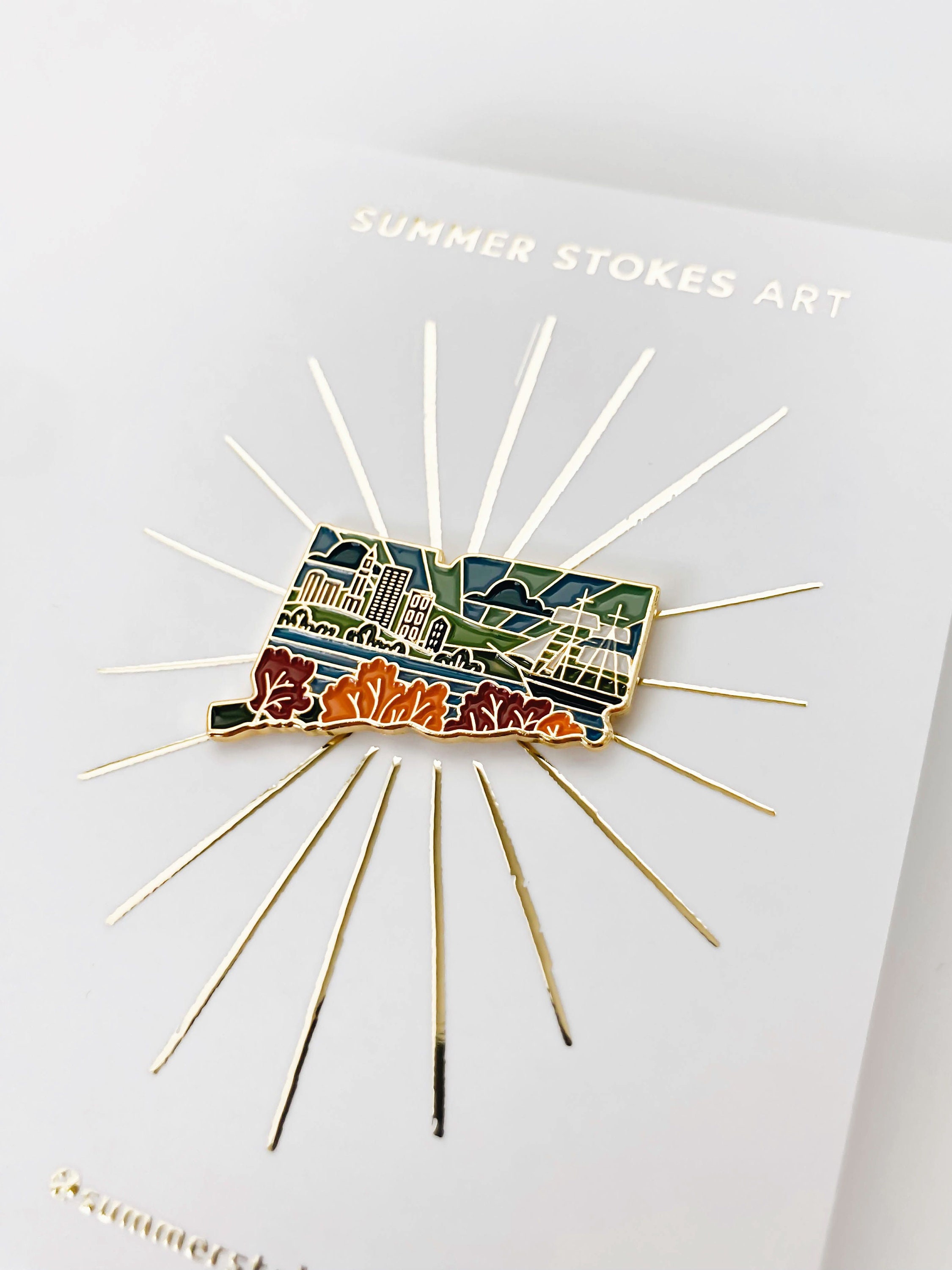 Connecticut Enamel Pin | Connecticut Outline Pin | Illustrated State Pin | Butterfly Clasp | 1&quot;