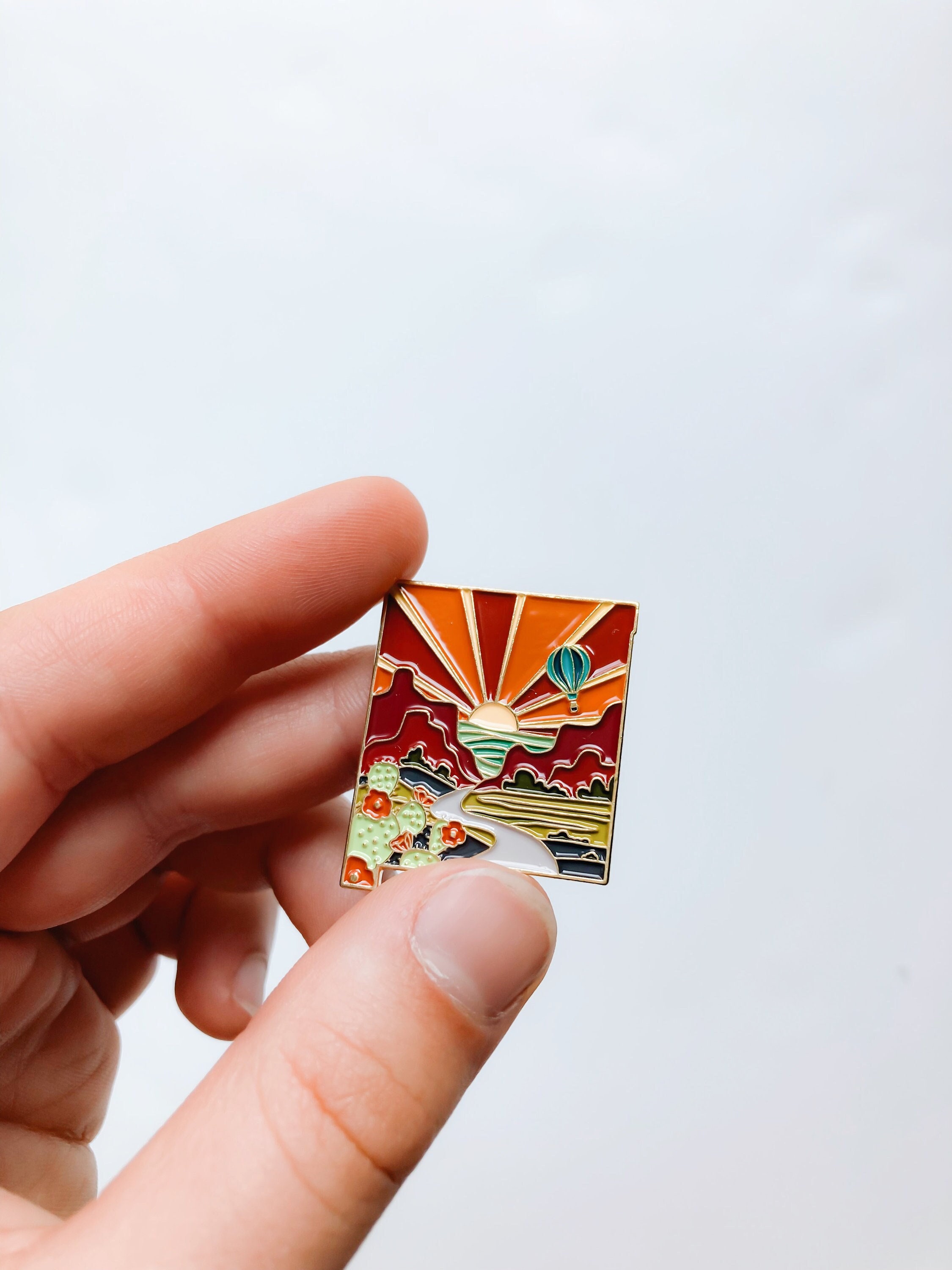 New Mexico Enamel Pin | Gold Soft Enamel Pin | Illustrated United State Pin | Butterfly Clasp | 1.25&quot;