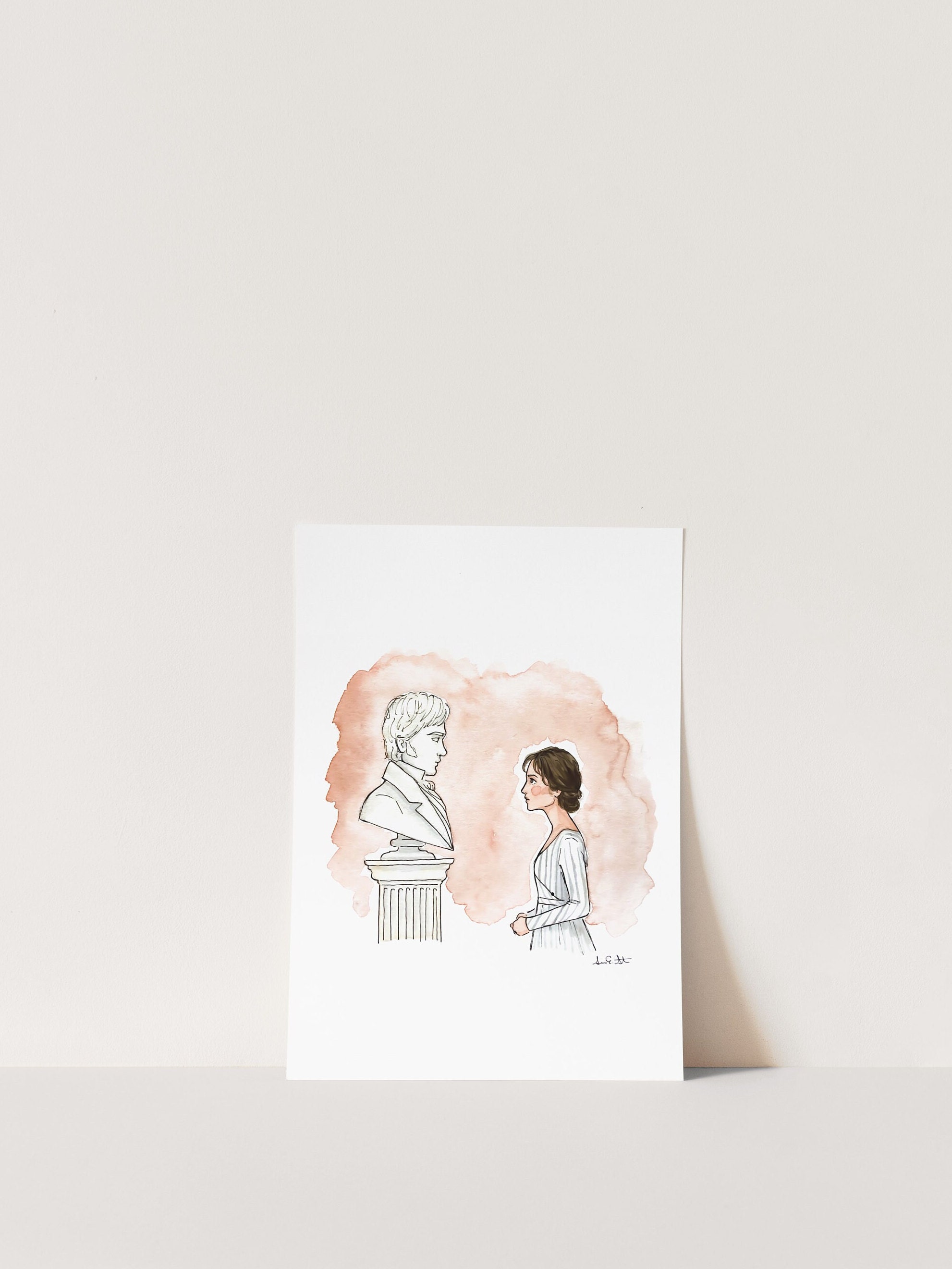 Pride & Prejudice Pemberley Print | Watercolor Illustration | 8x10&quot; 5x7&quot; Archival Art Print | Mr. Darcy Elizabeth Bennet