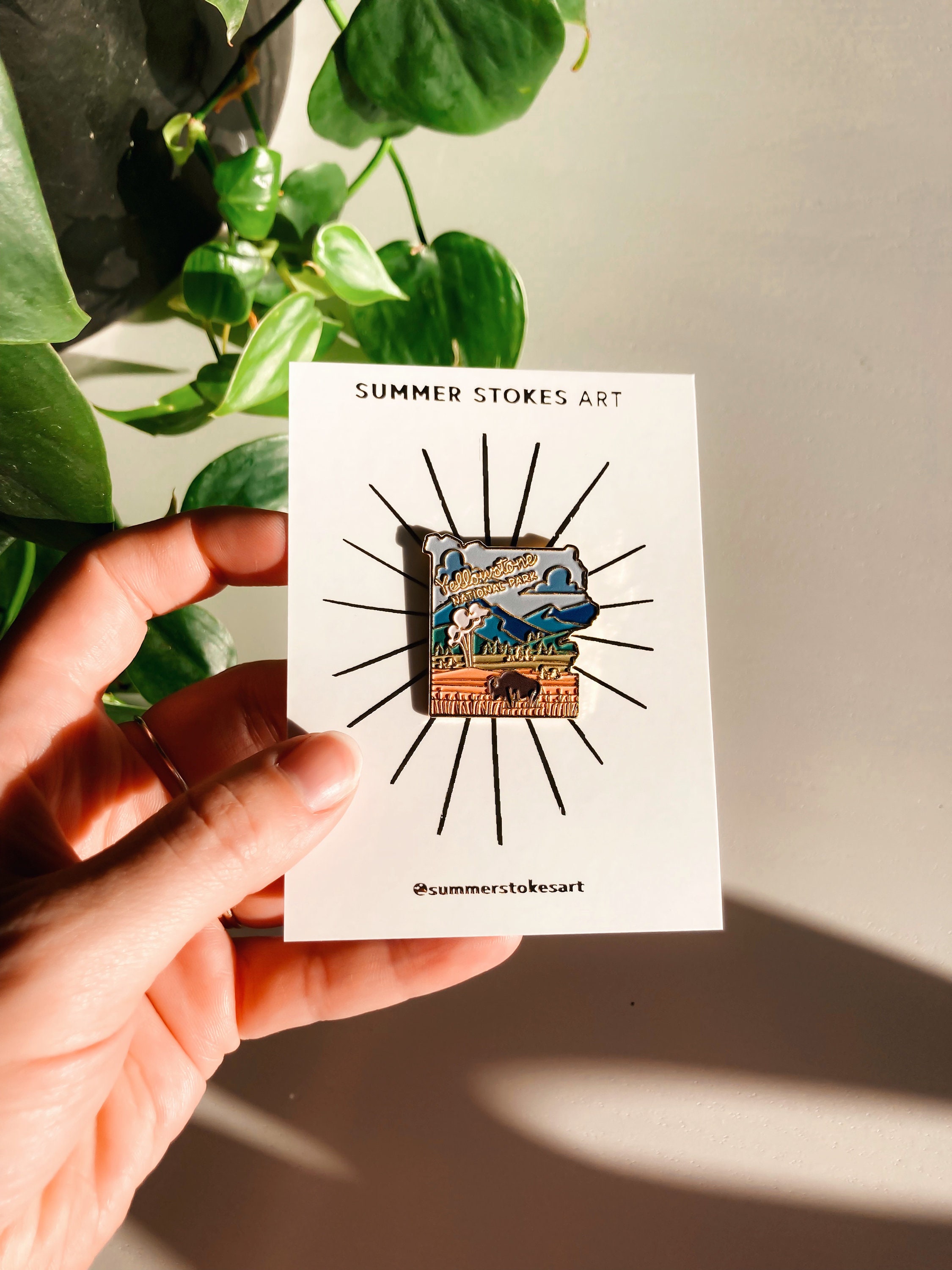 Yellowstone National Park Enamel Pin | Illustrated Pin | Butterfly Clasp | 1&quot;
