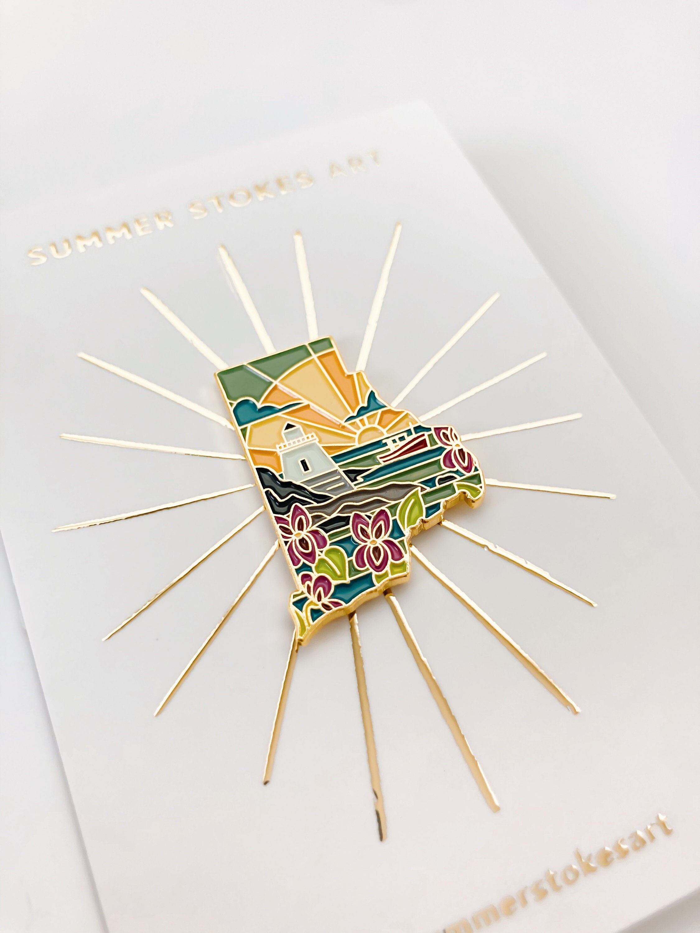 Rhode Island Enamel Pin | Rhode Island Outline Pin | Illustrated State Pin | Butterfly Clasp | 1&quot;