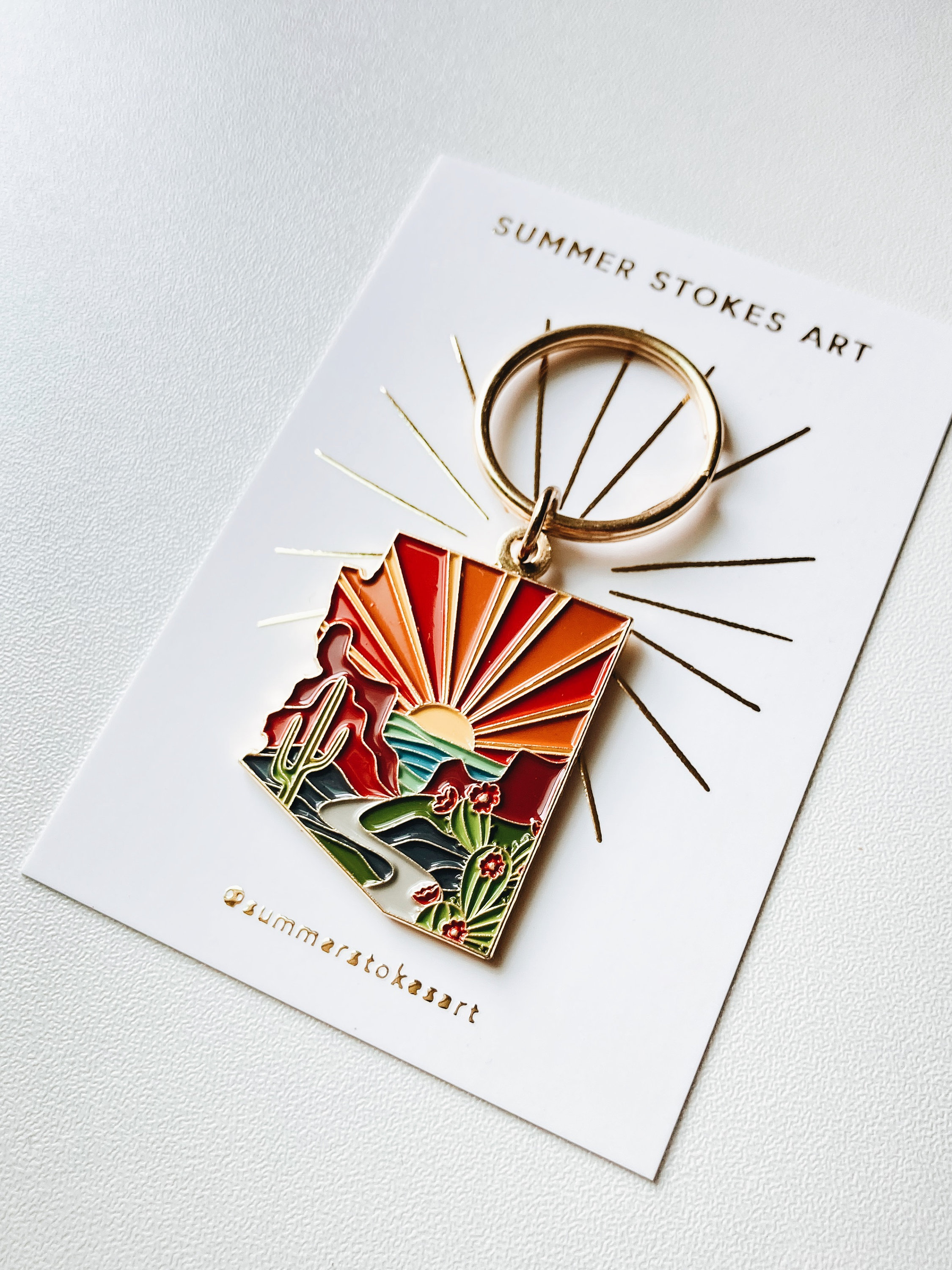 Arizona Soft Enamel Keychain | Arizona Outline Key Ring | Illustrated State Keychain 1.5&quot;