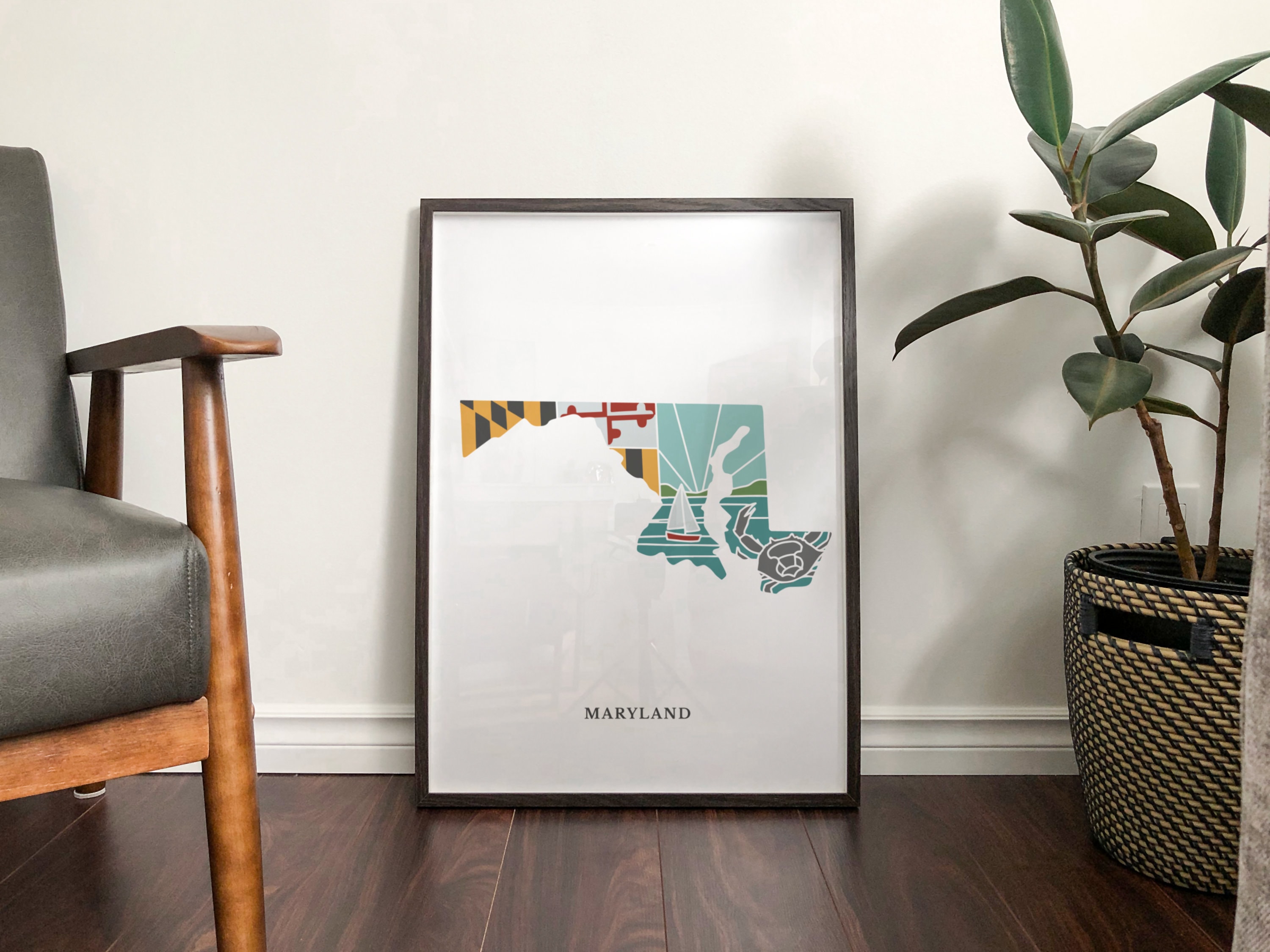 Maryland Physical Art Print | State Wall Art | 5x7, 8x10, 11x14, 16x20 Archival Art Print | Maryland Illustrated Poster