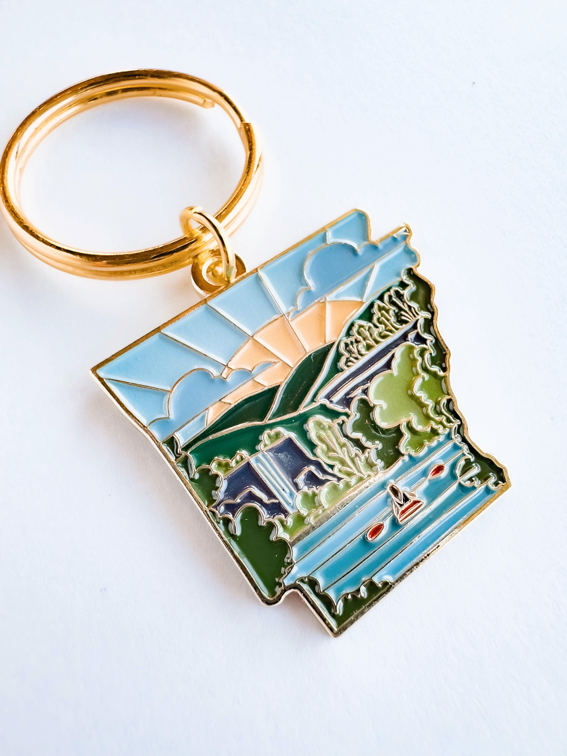 Arkansas Soft Enamel Keychain | Arkansas Outline Key Ring | Illustrated State Keychain 1.5&quot;