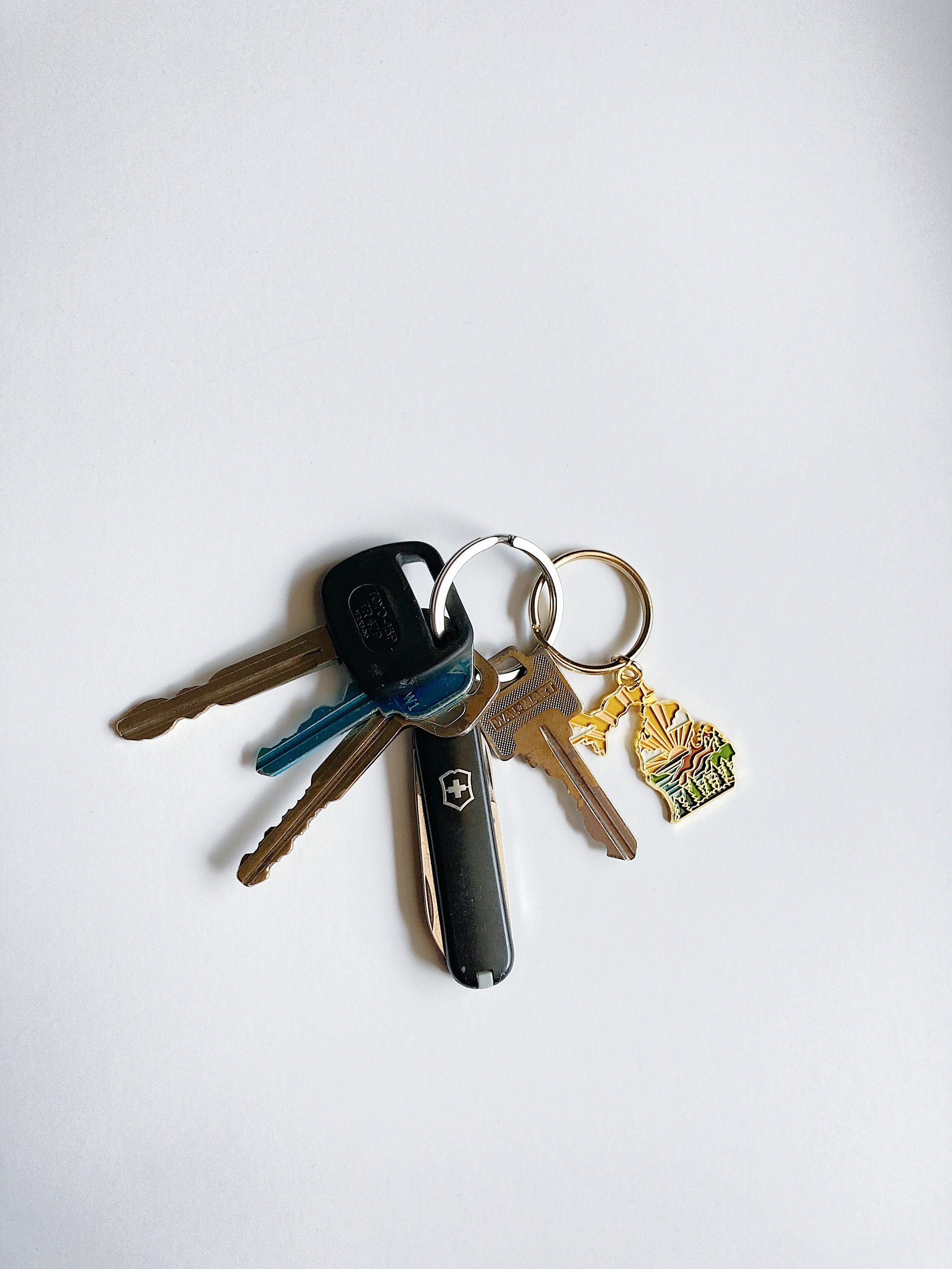 Michigan Soft Enamel Keychain 1.5&quot; | Michigan Outline Key Ring | Illustrated State Keychain
