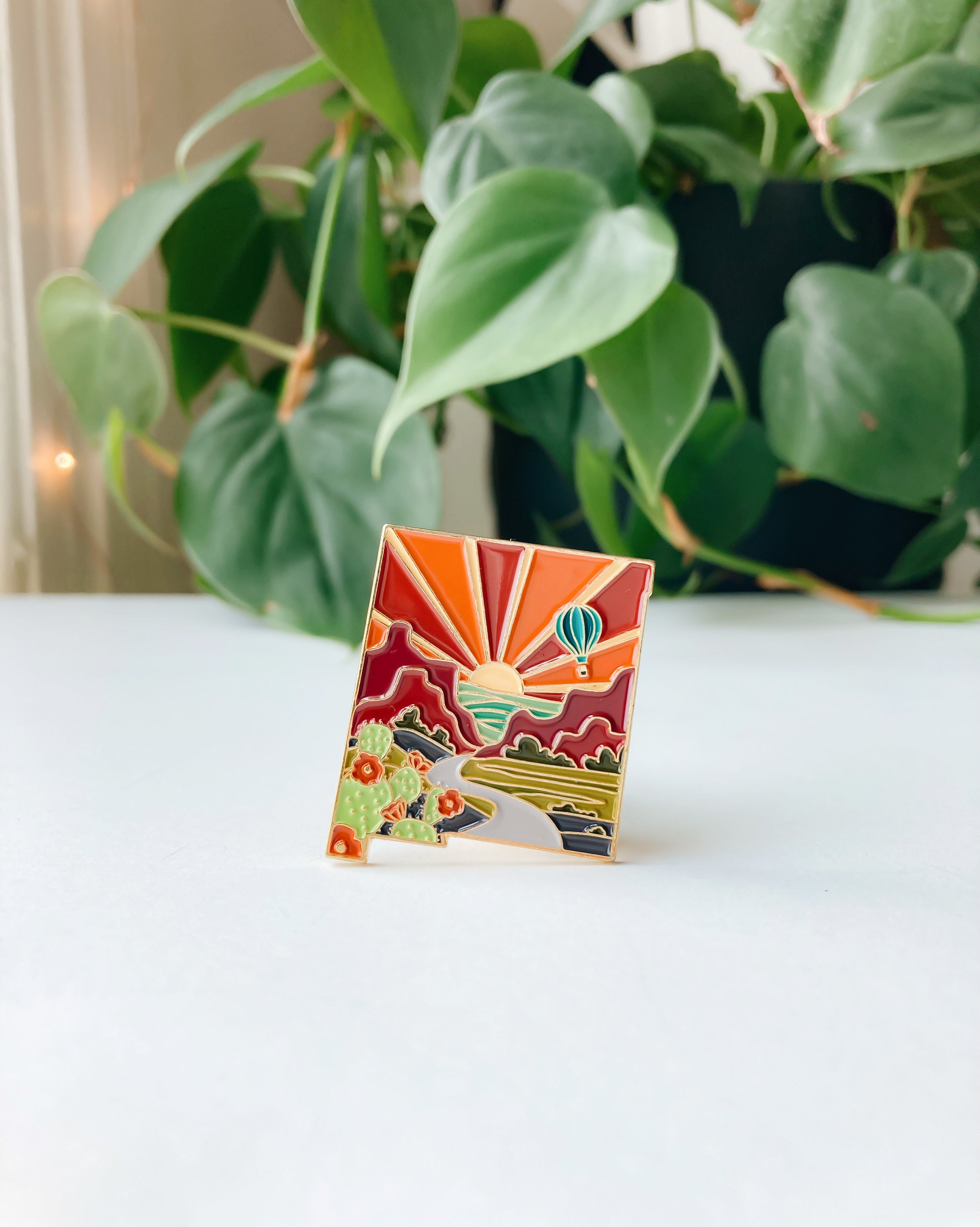 New Mexico Enamel Pin | Gold Soft Enamel Pin | Illustrated United State Pin | Butterfly Clasp | 1.25&quot;
