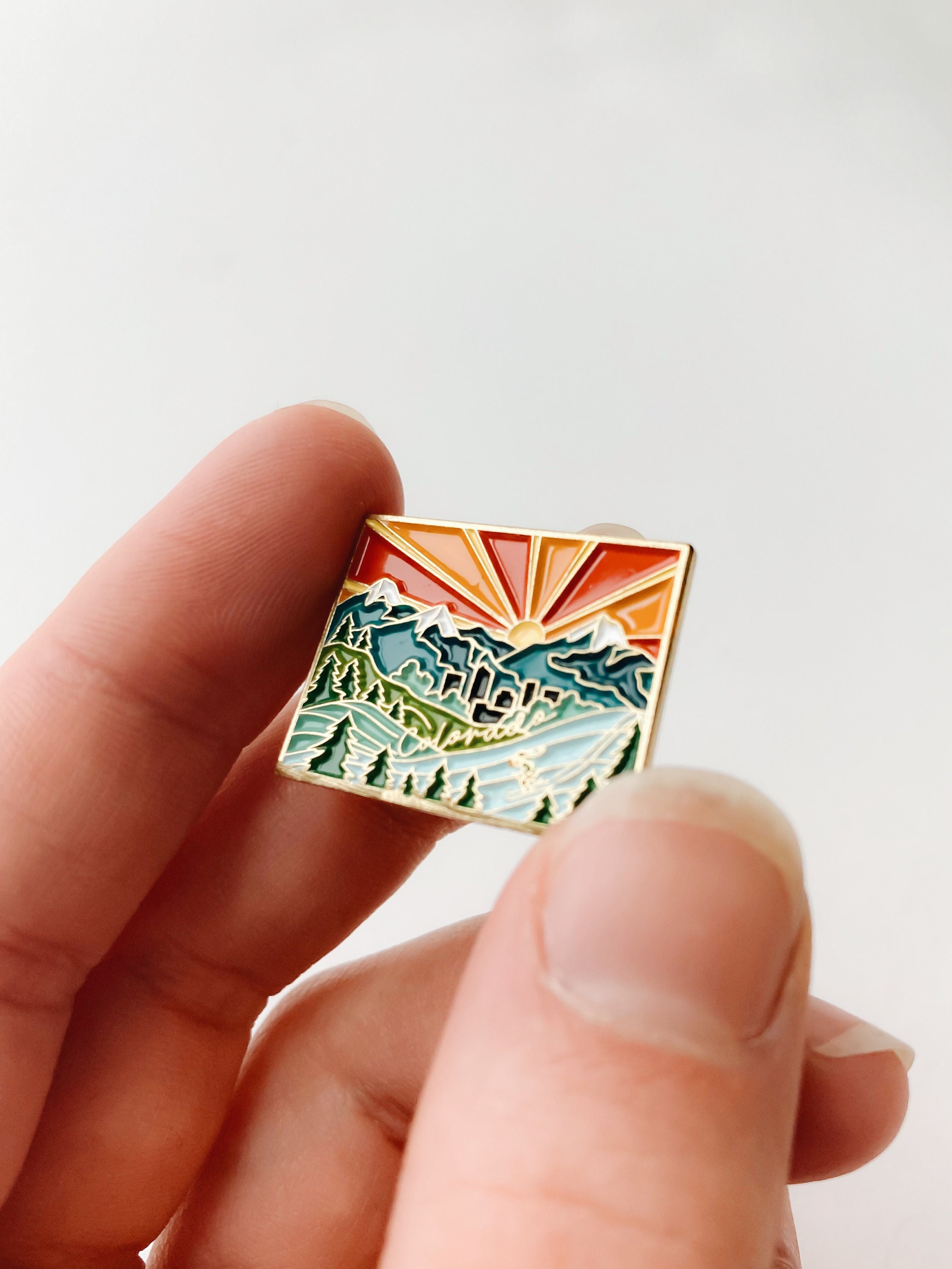 Colorado Enamel Pin | Gold Soft Enamel Pin | Illustrated United States Pin | Butterfly Clasp | 1.25&quot;