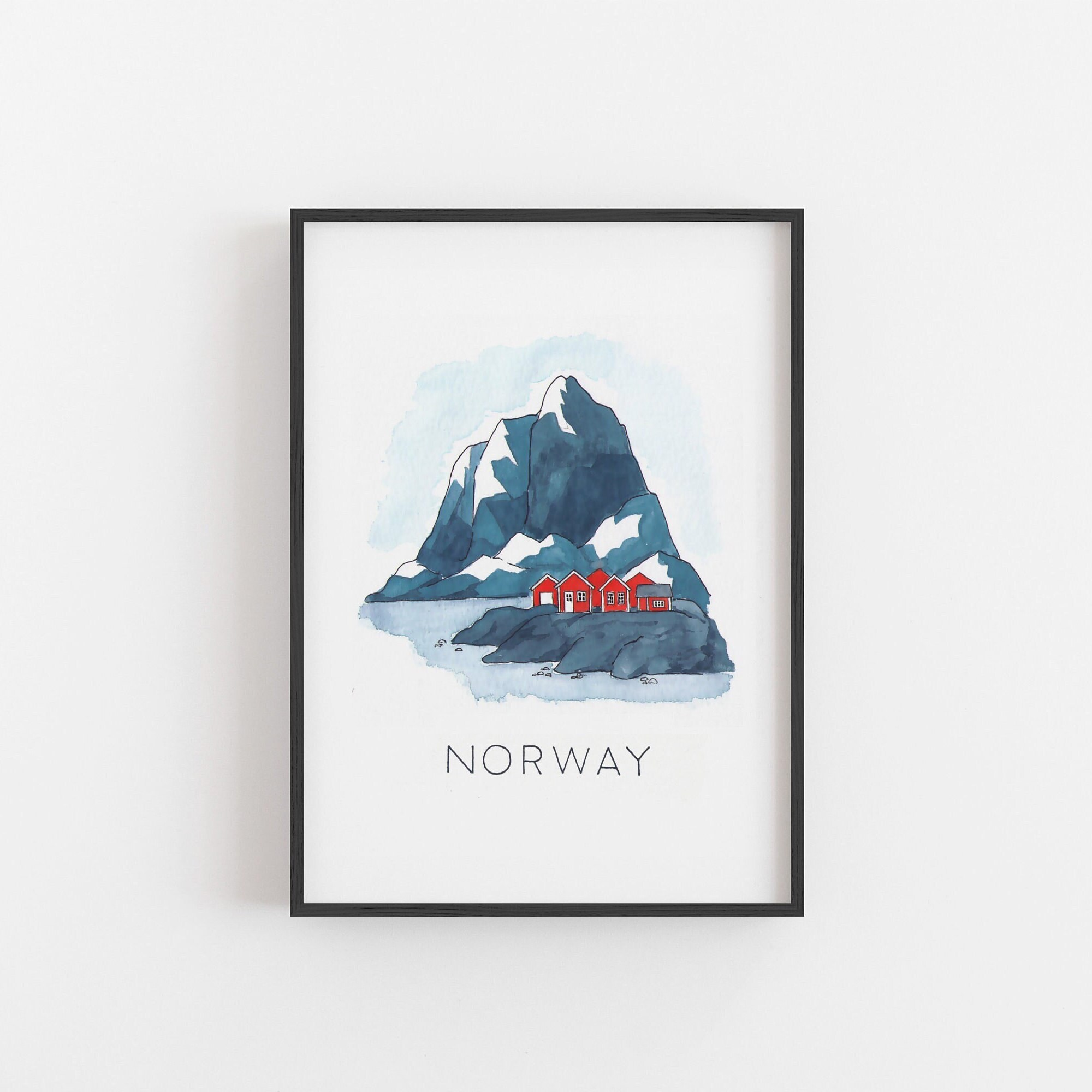 Beautiful Norway Landscape Art Print | Nordic Illustration | Scandinavian Art Print | Nature Wall Decor | Nursery Decor | Travel Wall Art
