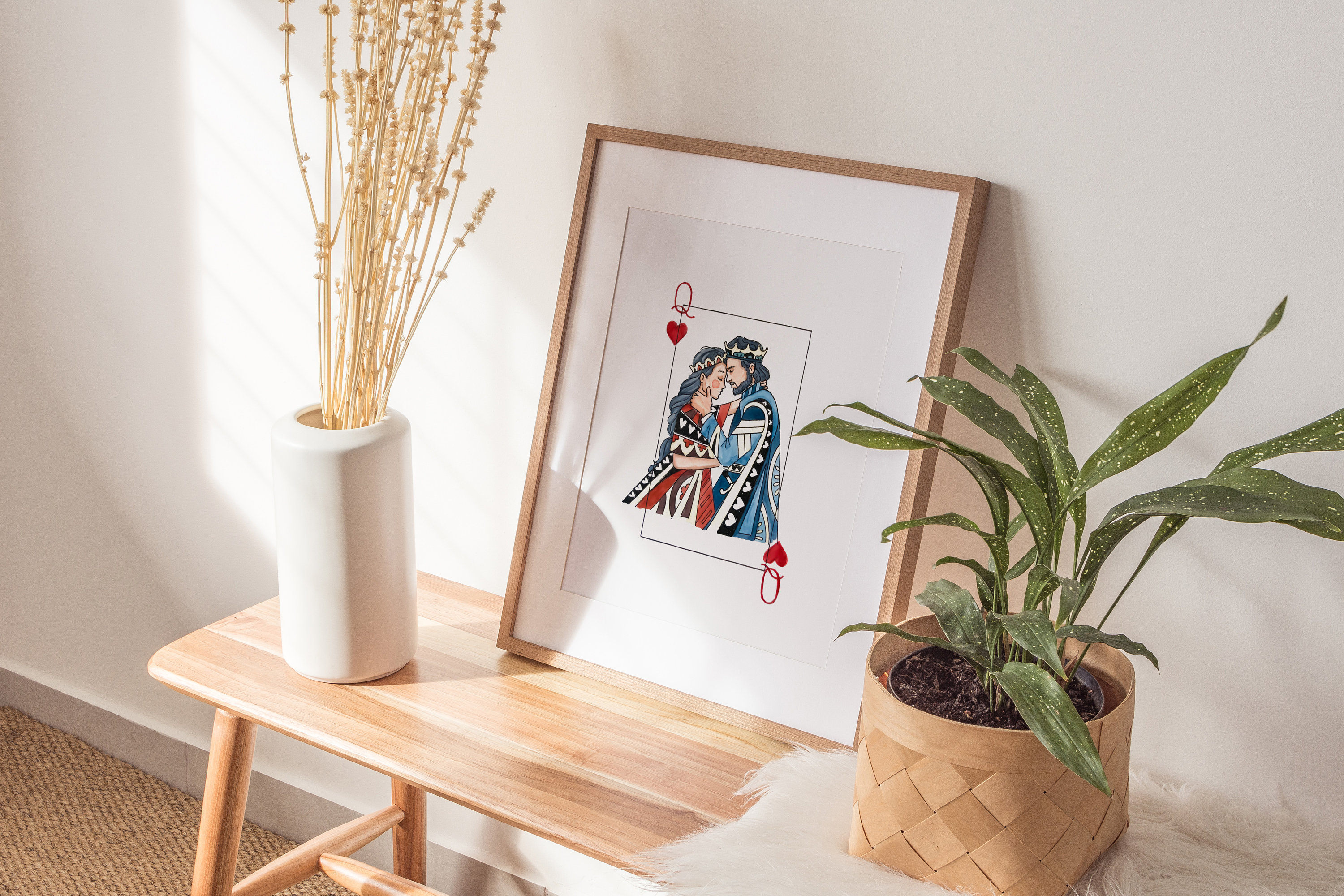 King and Queen Wall Art | Watercolor Illustration | 8x10&quot; 5x7&quot; Art Print | Valentines Gift | King & Queen Playing Cards | Wedding Gift
