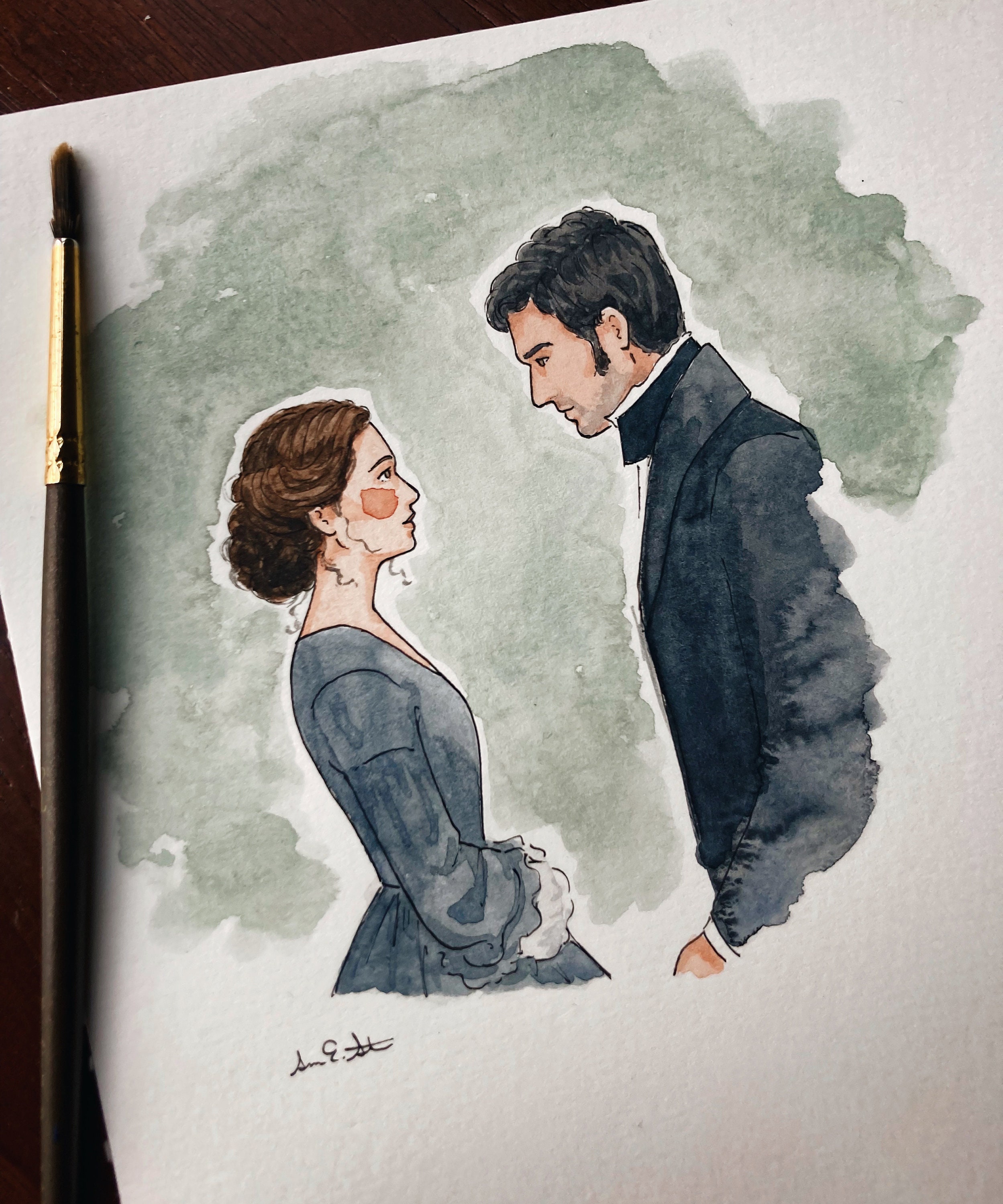 North & South Movie Print | Watercolor Illustration | Wall Art | 8x10&quot; 5x7&quot; Archival Art Print | Book Lover Gift | Elizabeth Gaskell