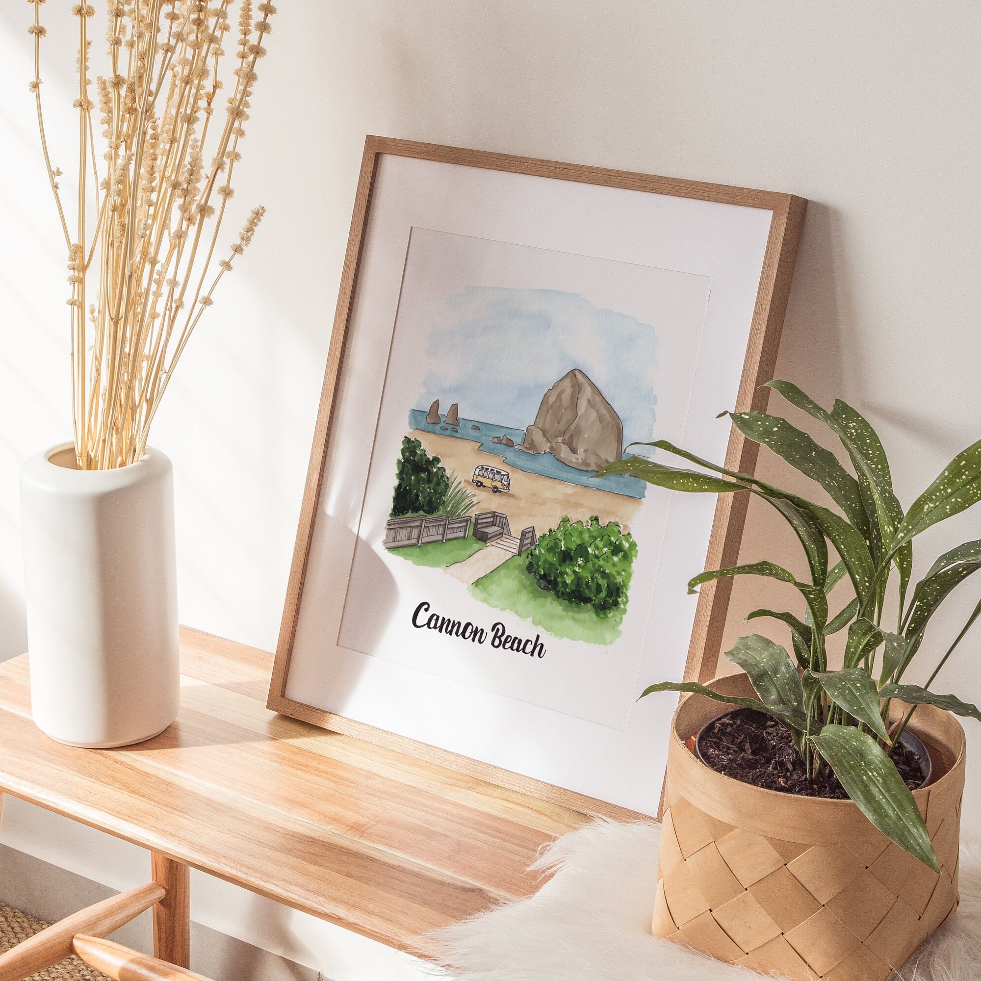 Cannon Beach Print | Watercolor Illustration Art Print | Oregon Coast Painting
